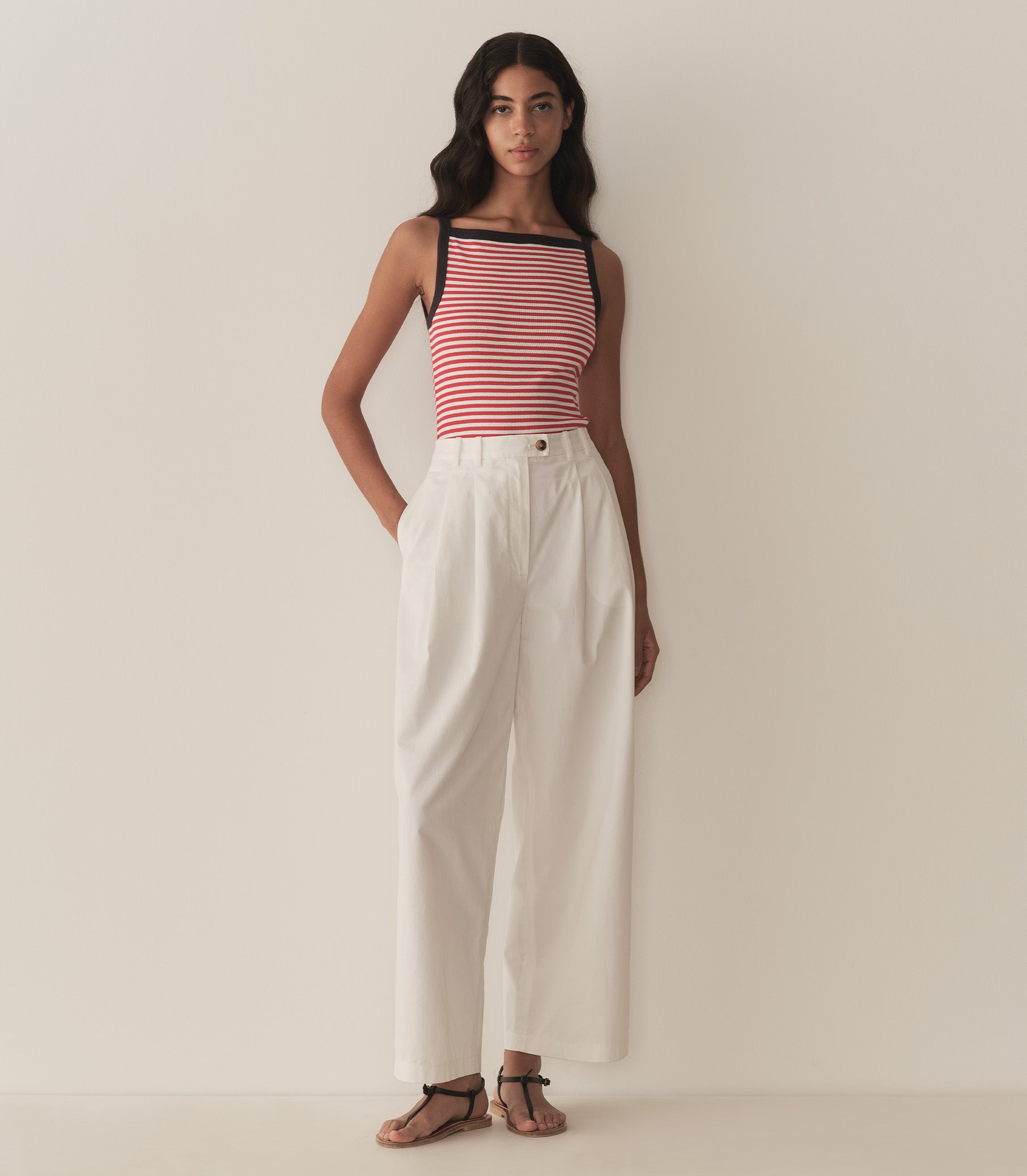 ANDREA TANK -- ROUGE NANTUCKET STRIPE view 2