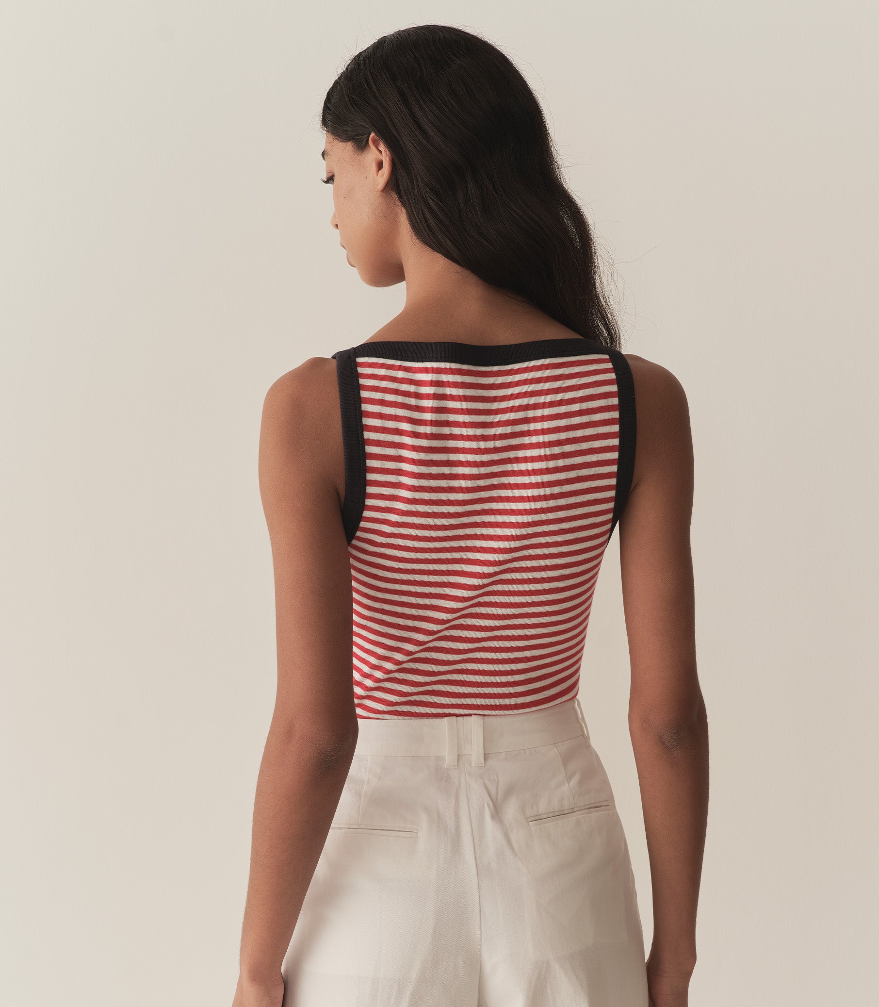 ANDREA TANK -- ROUGE NANTUCKET STRIPE view 3
