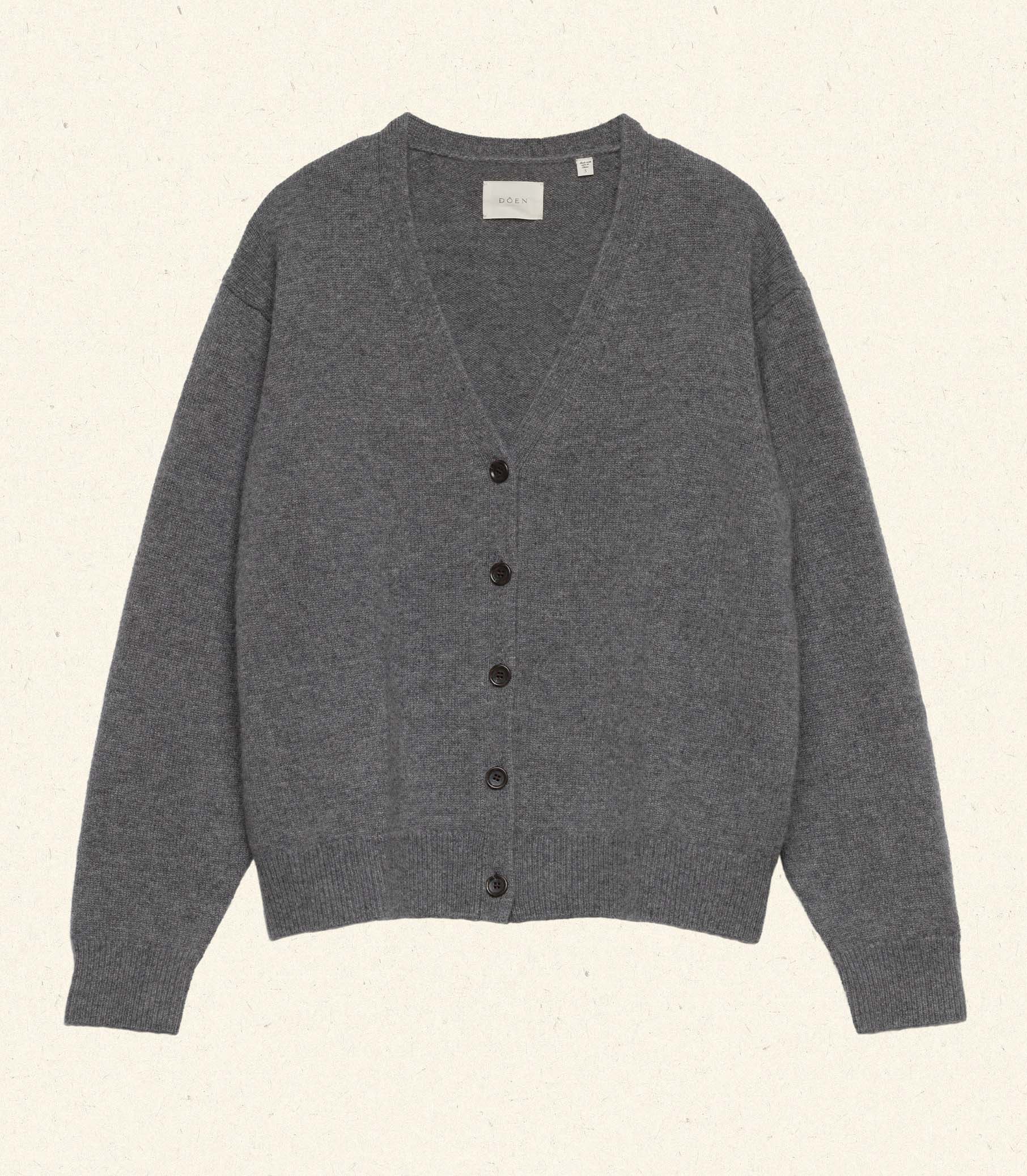 AURIE CASHMERE CARDIGAN -- CHARCOAL view 6