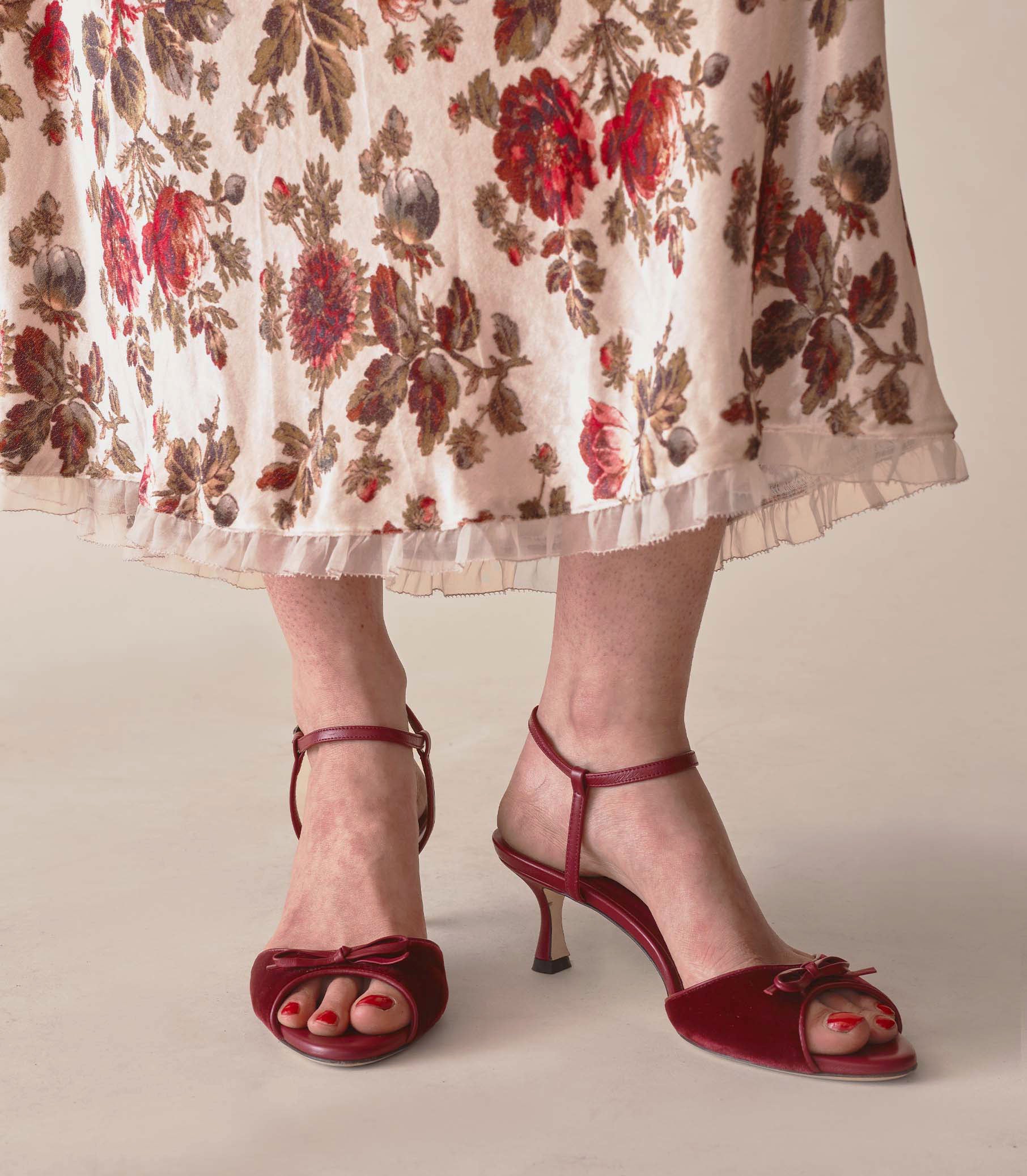 ARIANNA PEEP TOE -- CURRANT VELVET