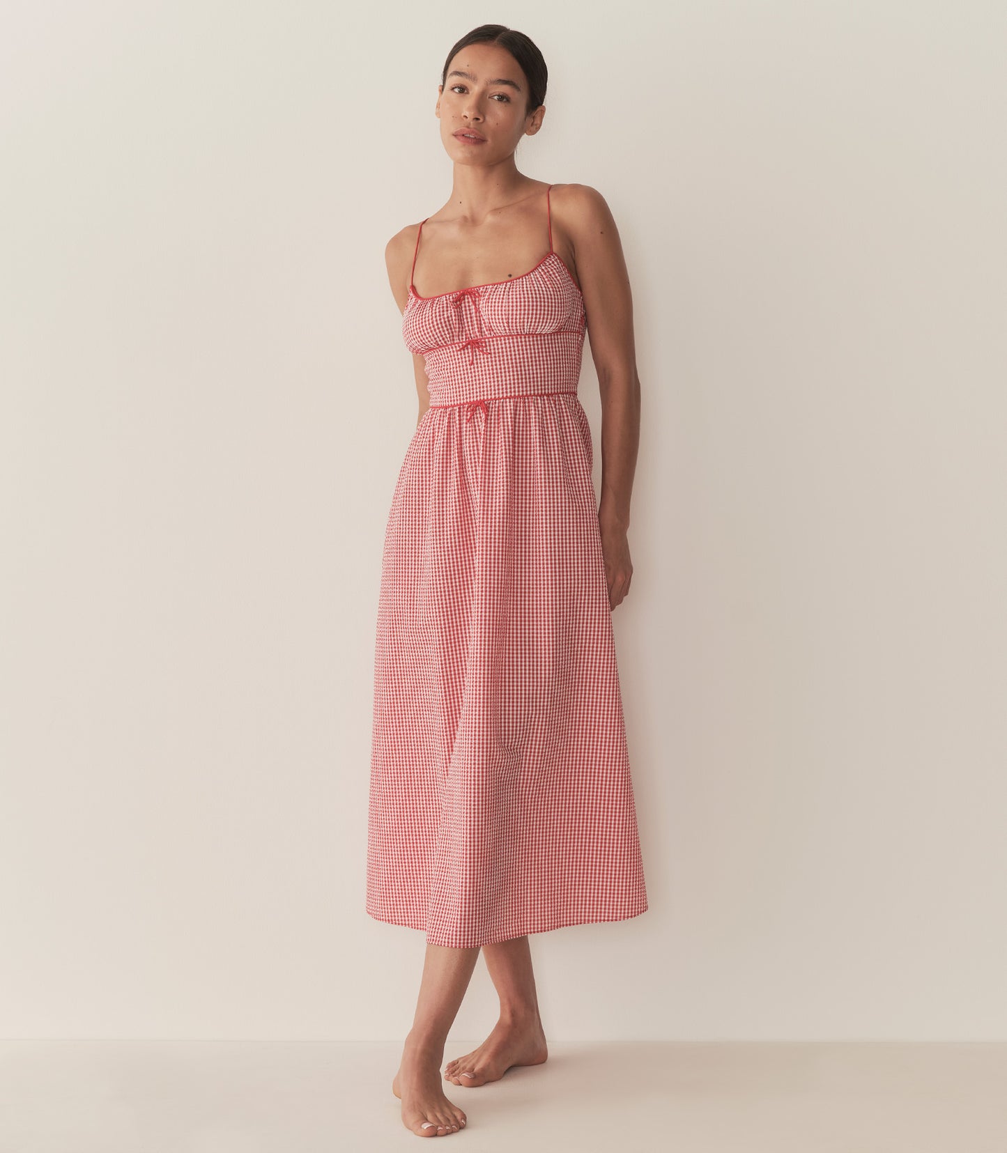 BELLINE DRESS -- ROUGE LA MADDALENA GINGHAM