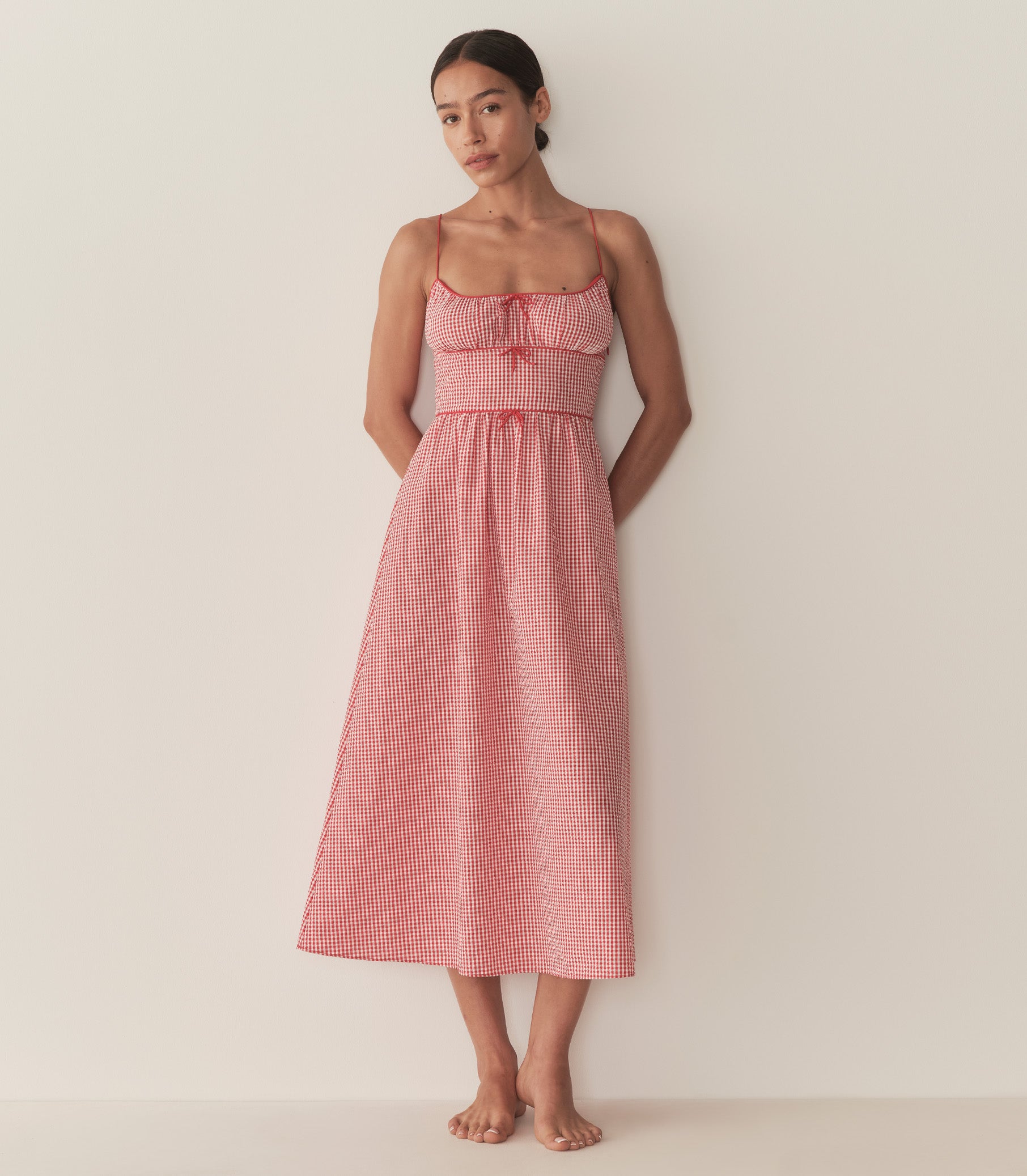 BELLINE DRESS -- ROUGE LA MADDALENA GINGHAM view 3