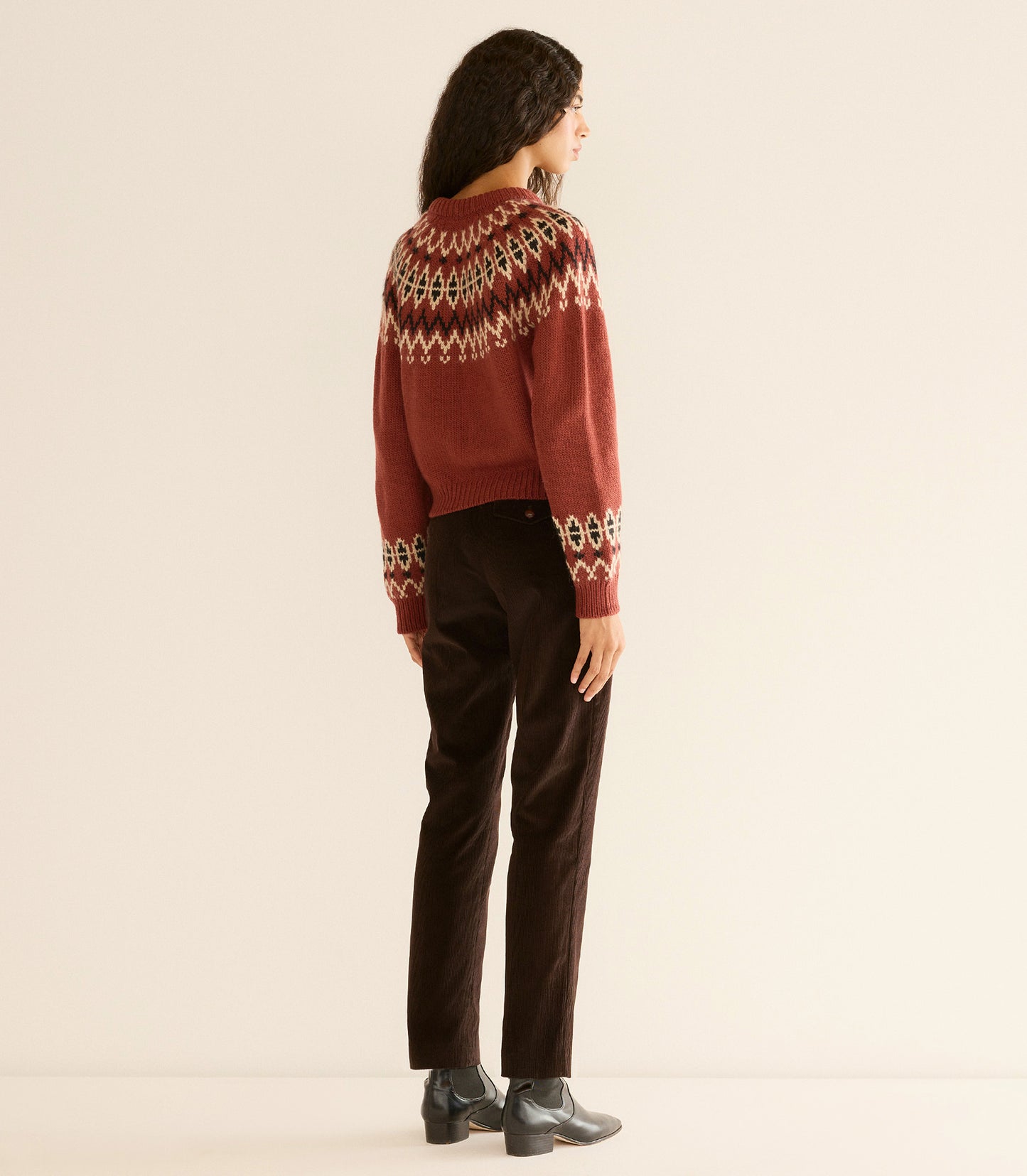 CLARKE CARDIGAN -- BURGUNDY OLYMPIA FAIR ISLE