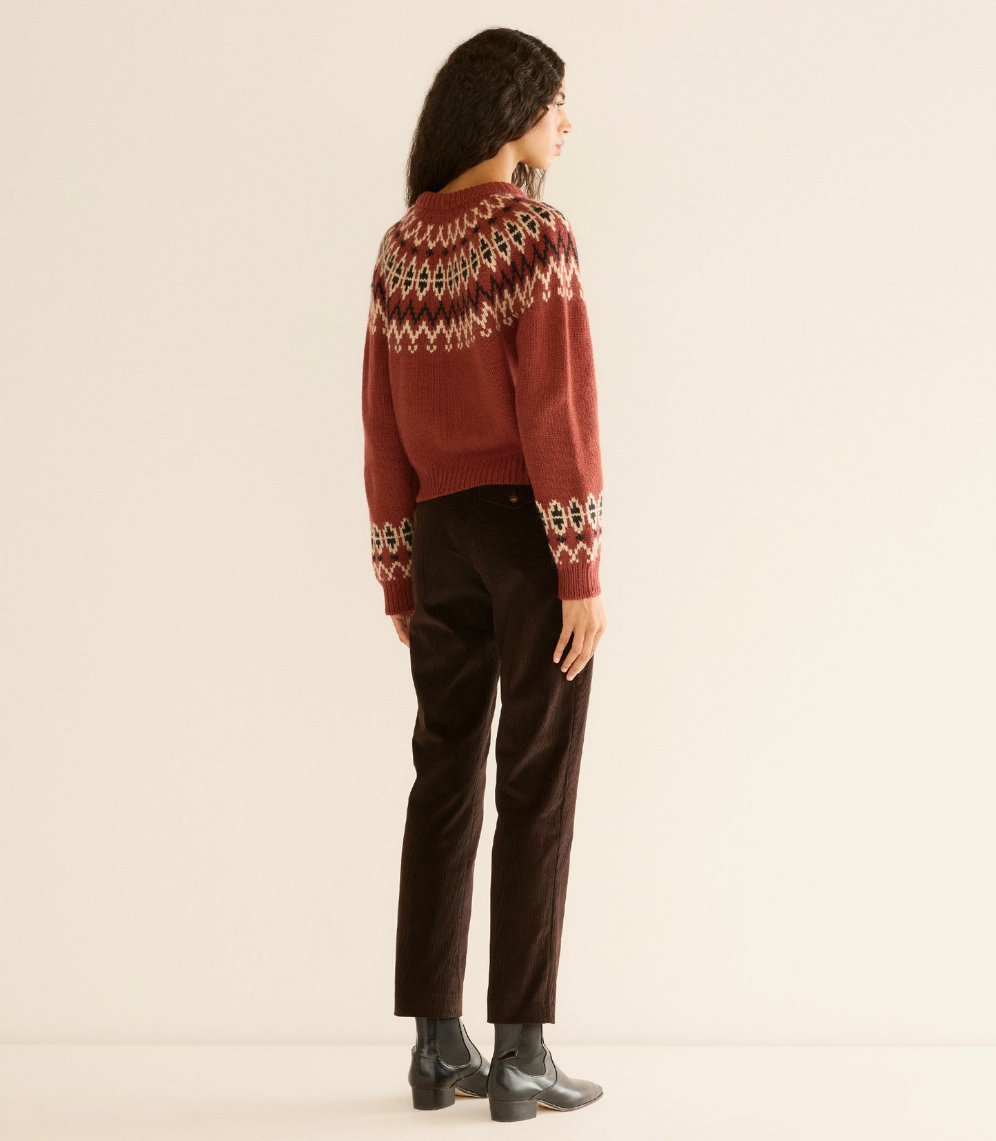 CLARKE CARDIGAN -- BURGUNDY OLYMPIA FAIR ISLE