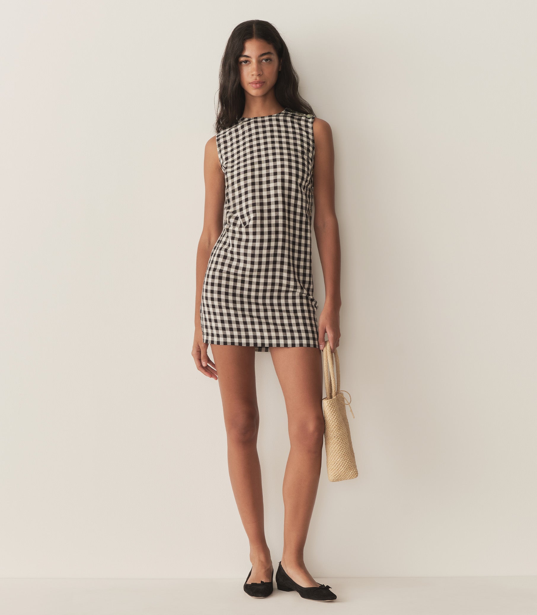 CORALIE DRESS -- BLACK MARILYN GINGHAM view 1