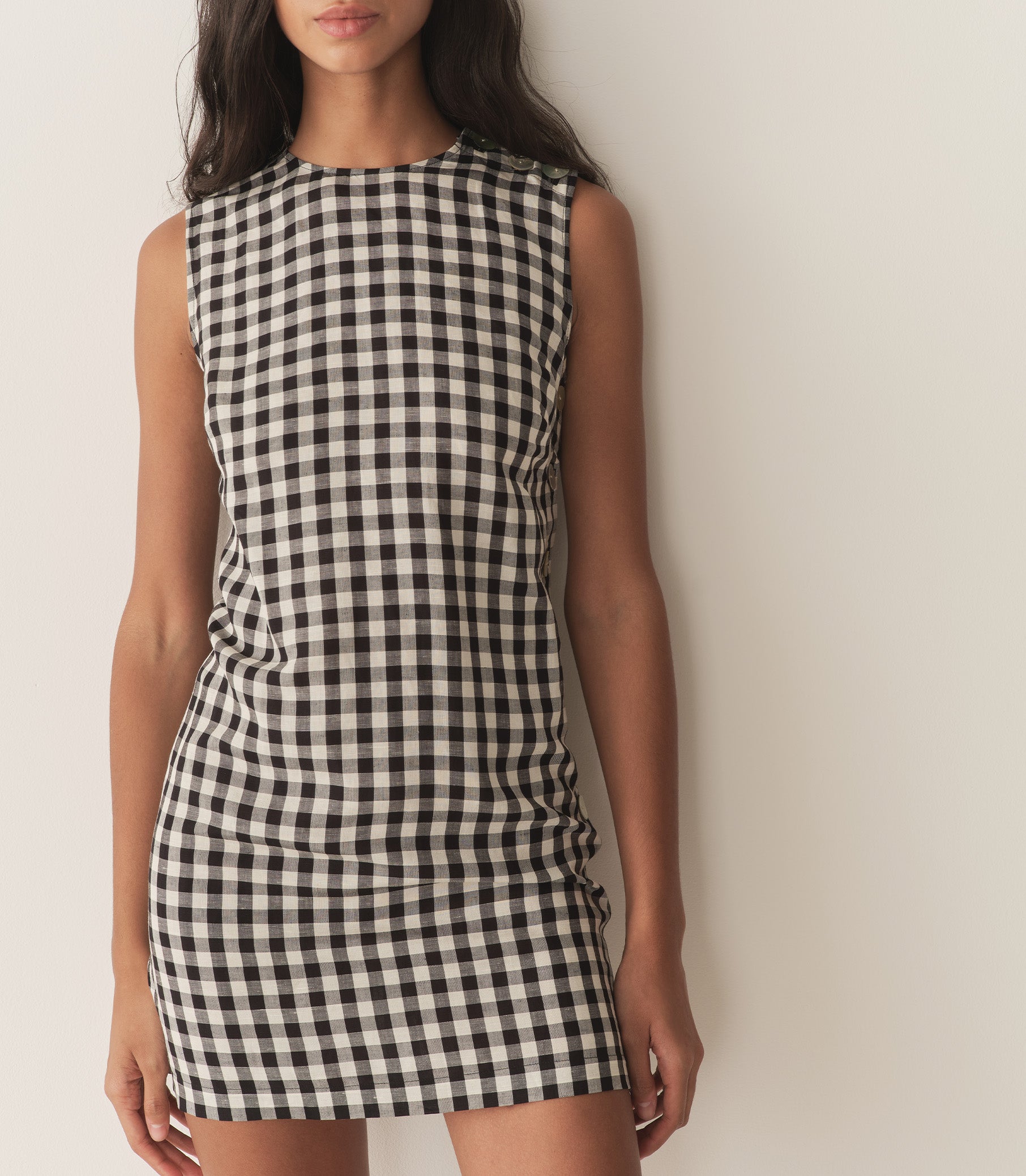 CORALIE DRESS -- BLACK MARILYN GINGHAM view 2