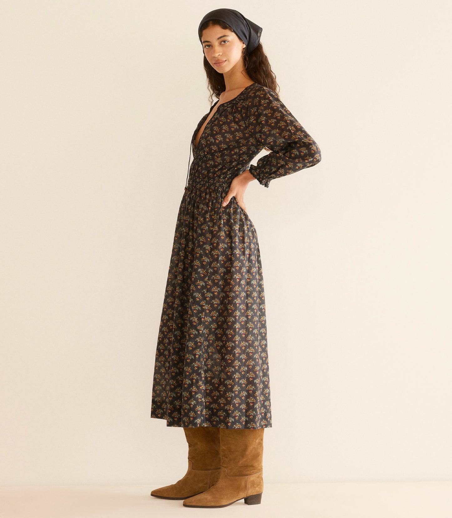 DELFINA DRESS -- DELPHINIUM FLORAL