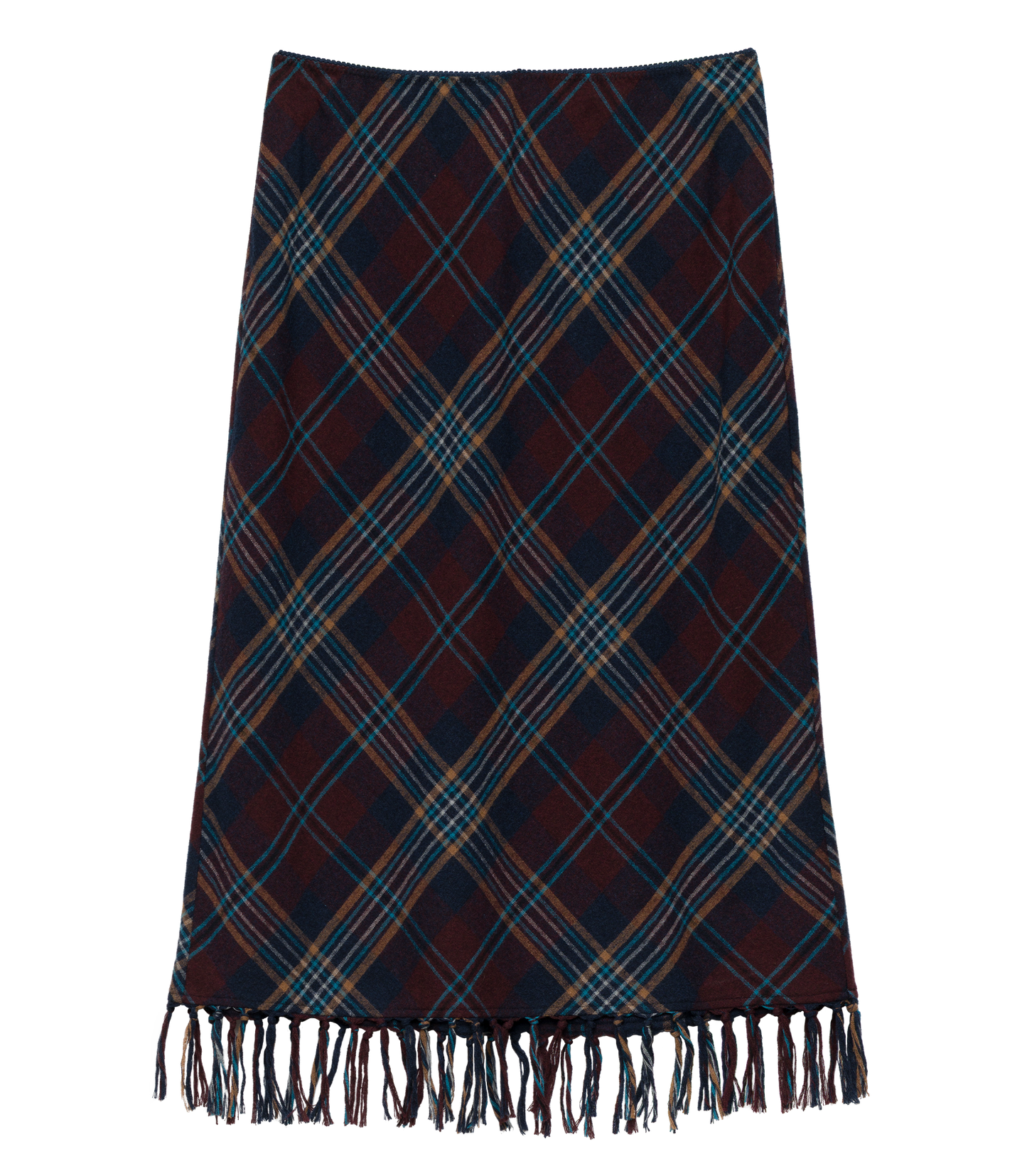 ELOWETTE KNOTTED FRINGE SKIRT -- WILLOUGHBY PLAID