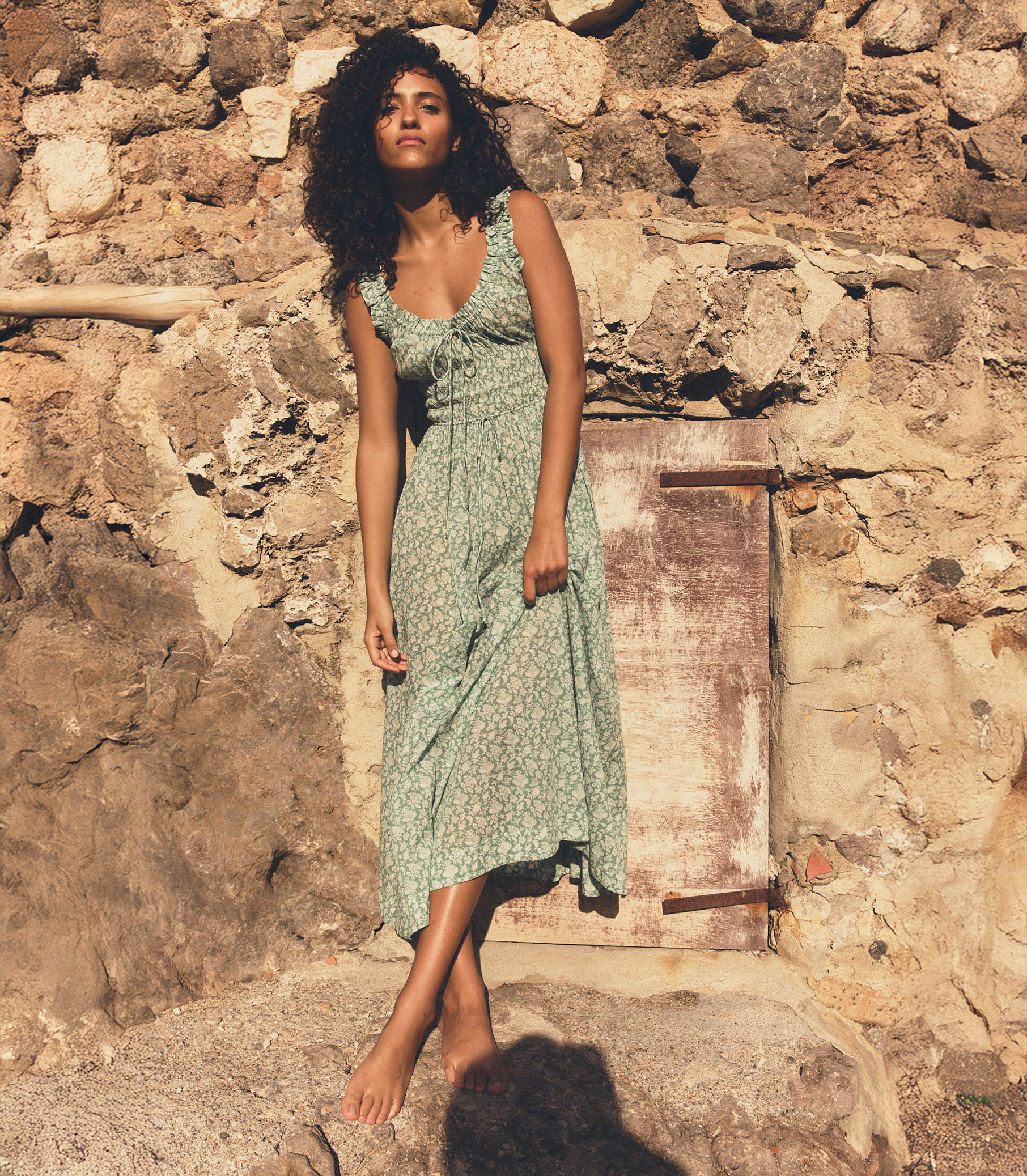 Emmaretta Dress - Peridot Tea Floral | Hand Me Dôen