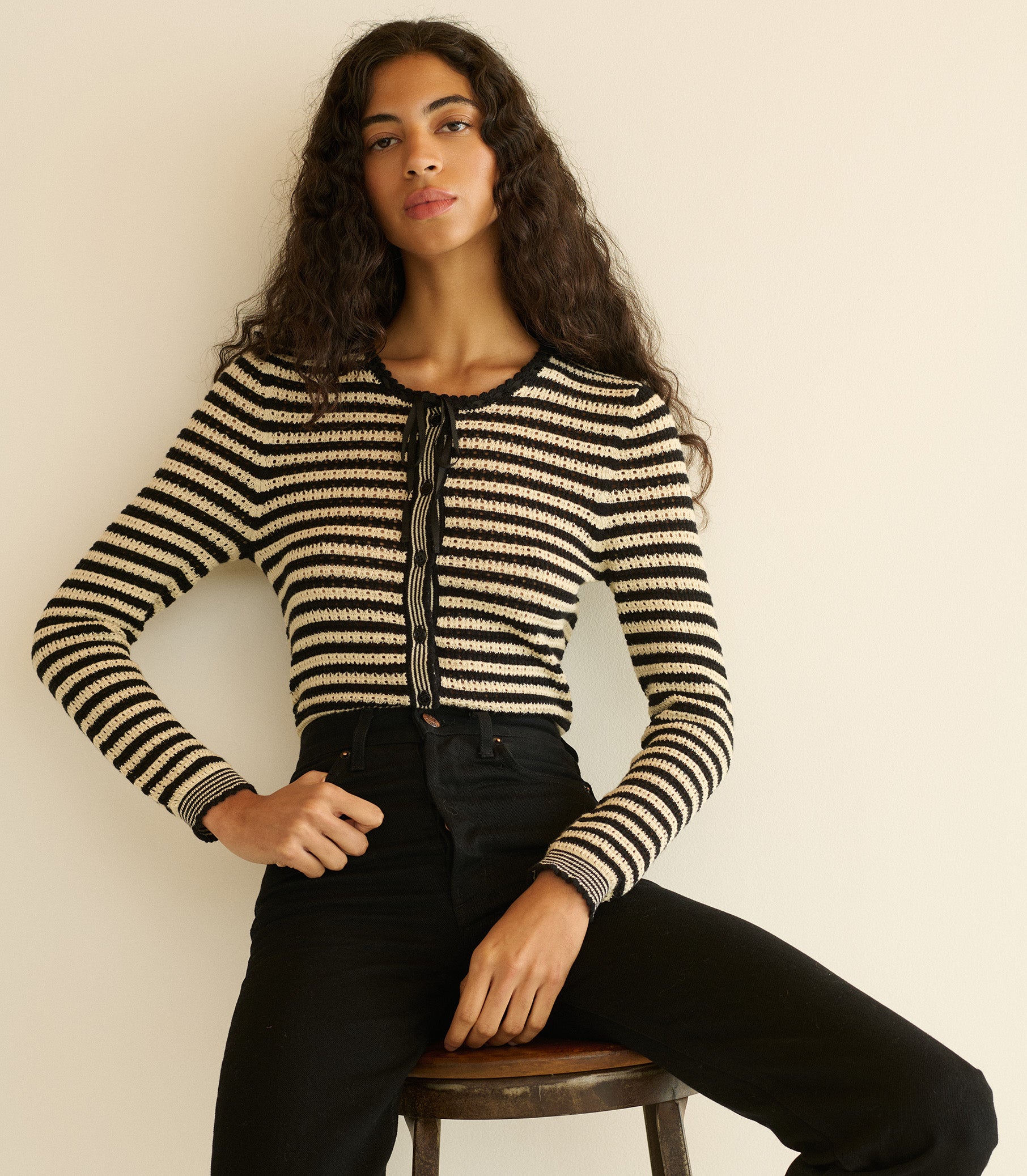 Everlyn Cardigan - Sidonie Stripe | DÔEN