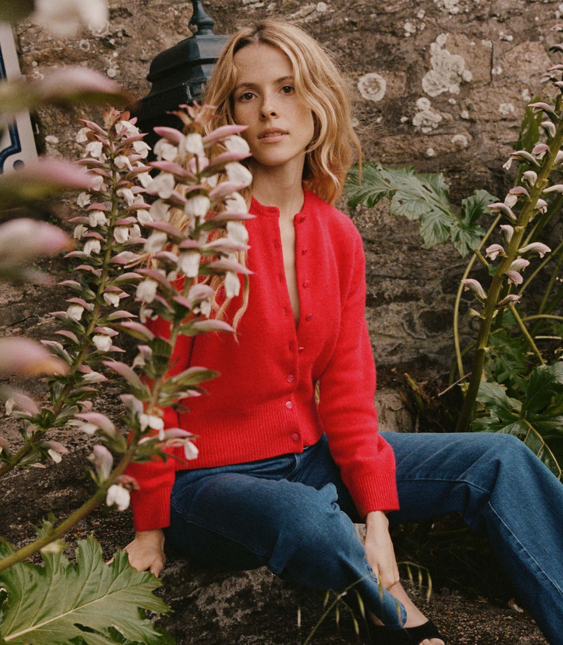 Tomato red cardigan discount
