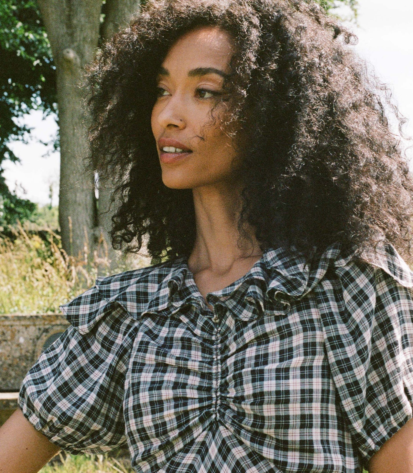 GWYNEIRA DRESS -- NAVY COUNTRYSIDE PLAID