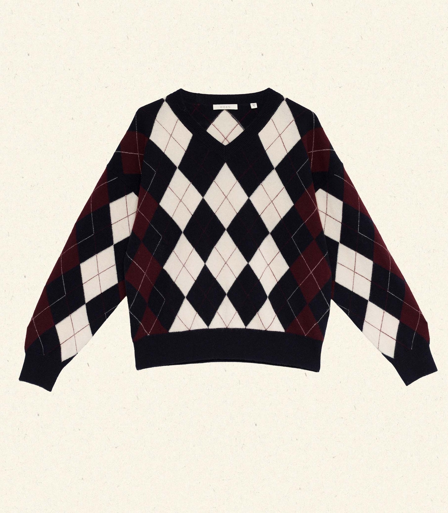 HARLEQUIN CASHMERE SWEATER -- NAVY ARGYLE
