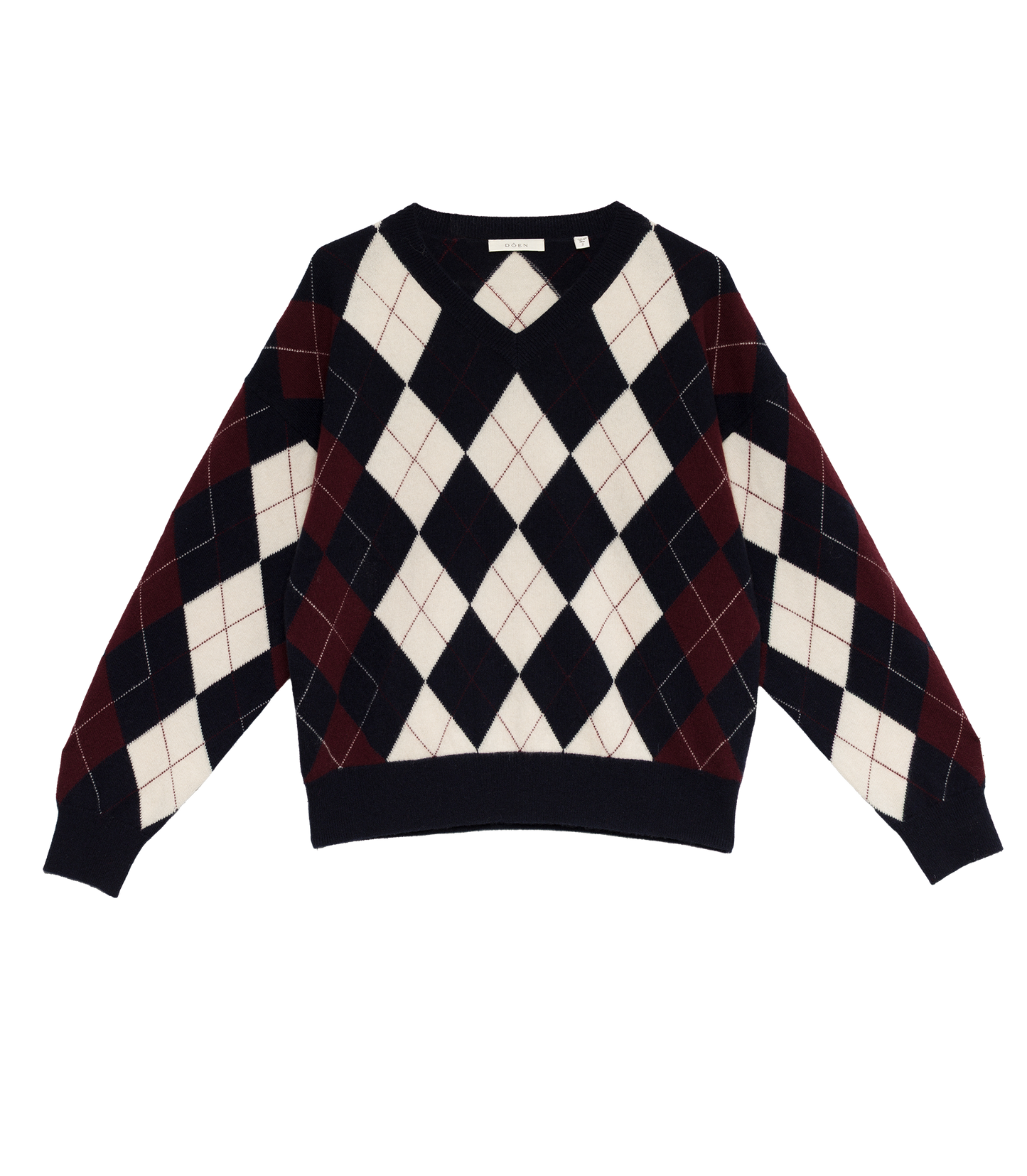 HARLEQUIN CASHMERE SWEATER -- NAVY ARGYLE