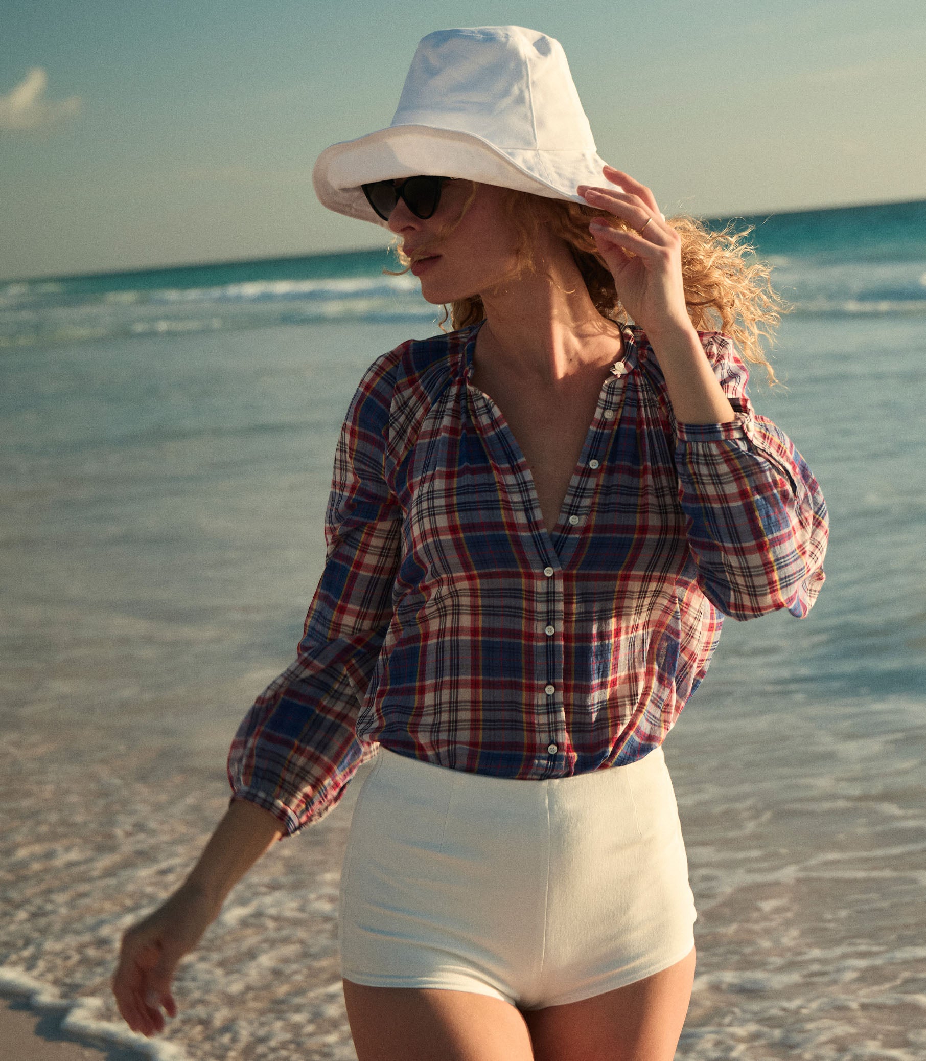 JANIS TOP -- CÔTE D'AZUR PLAID view 2