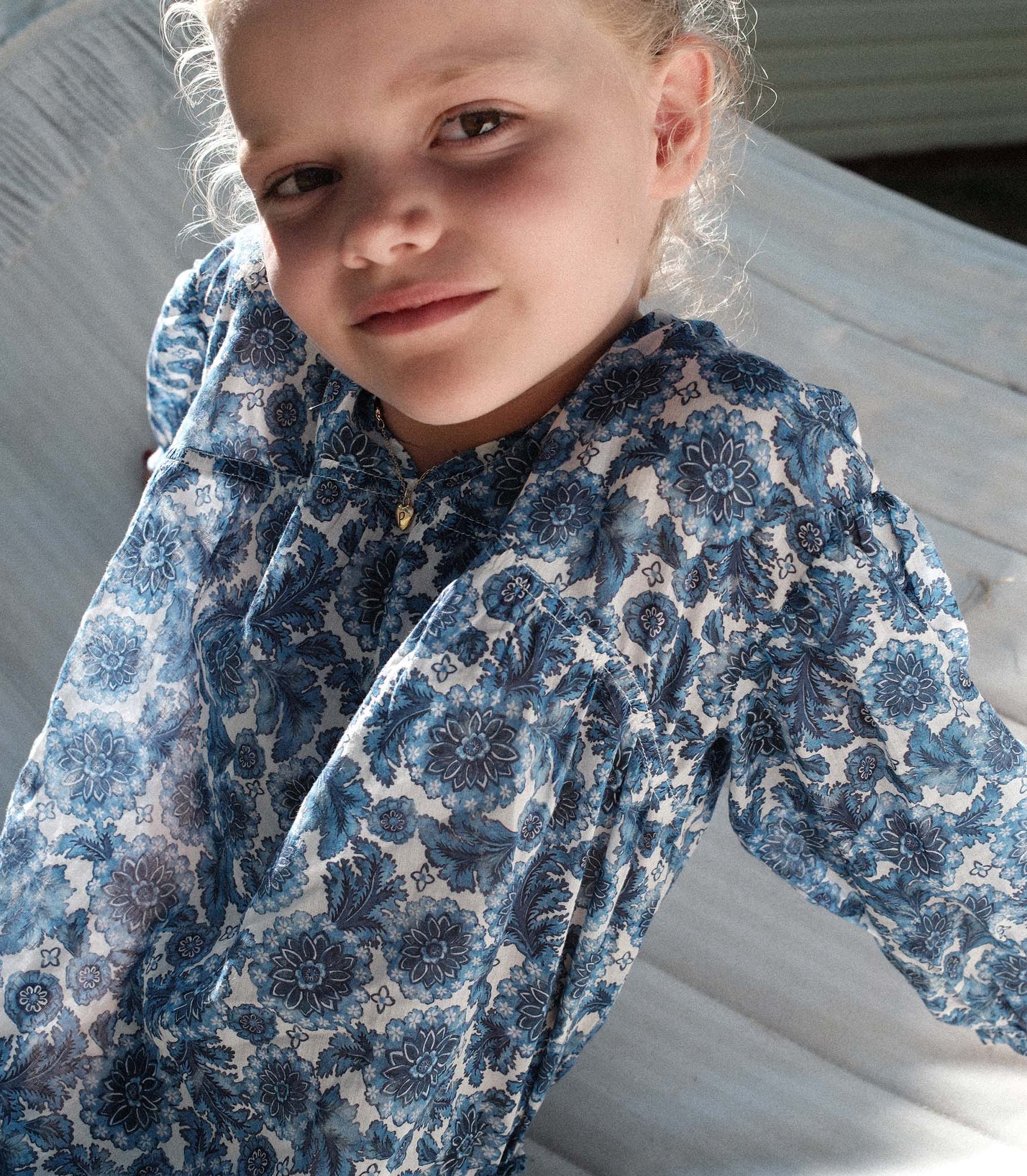 LITTLE MARCHE TOP -- BLEU SOLEIL FLEURIT view 4
