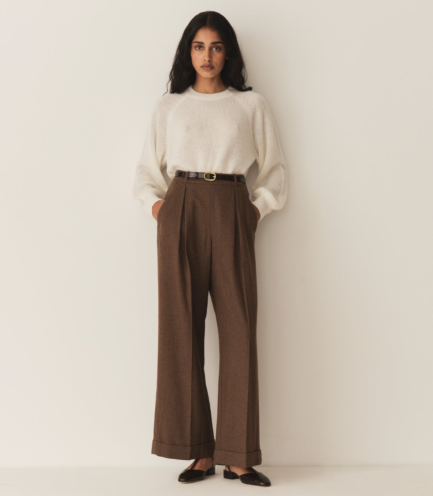 HMD -- LAWRENCE PANT -- BROWN HERRINGBONE