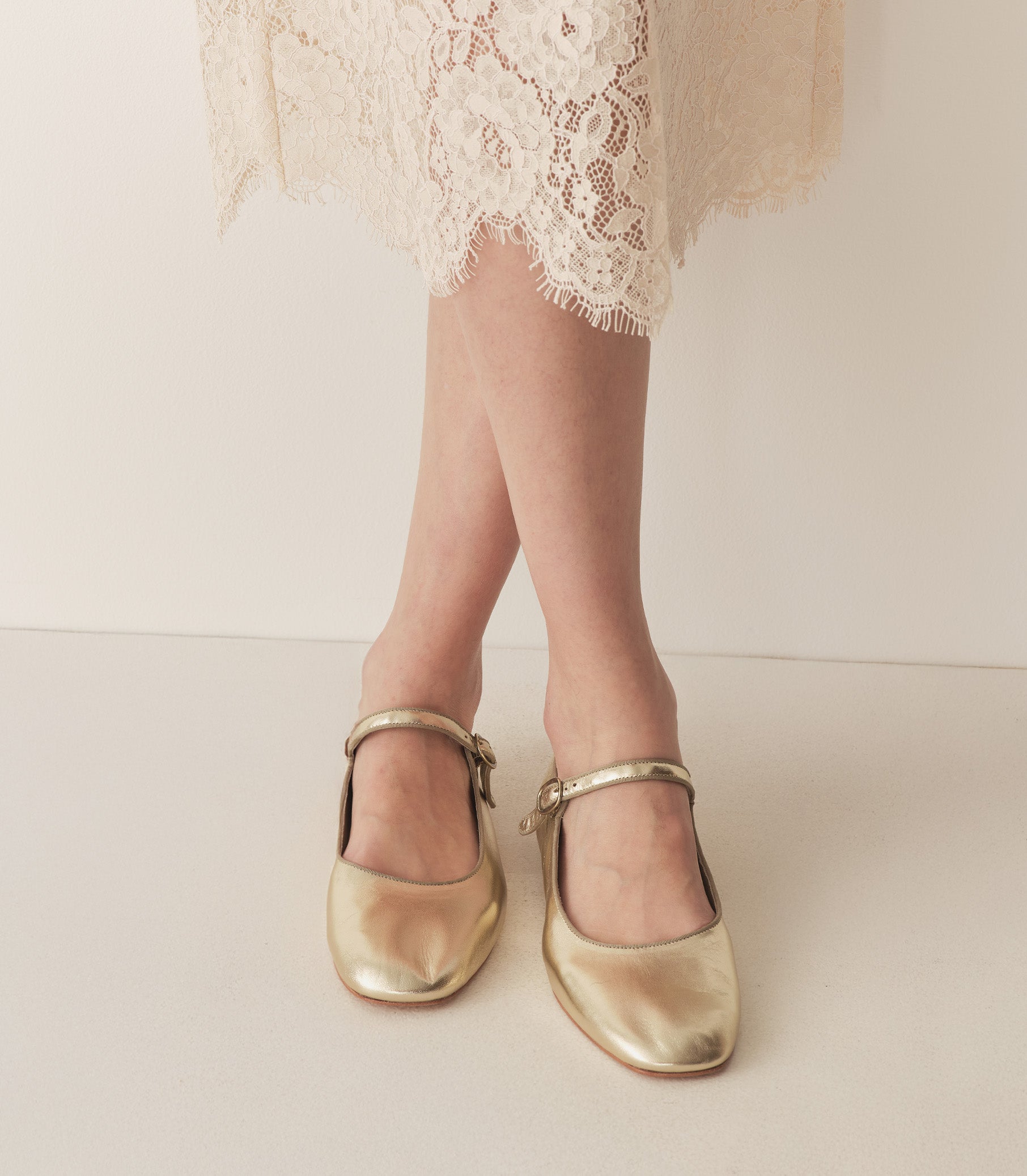 MARY JANE SLIPPER -- PLATINUM METALLIC NAPPA view 1