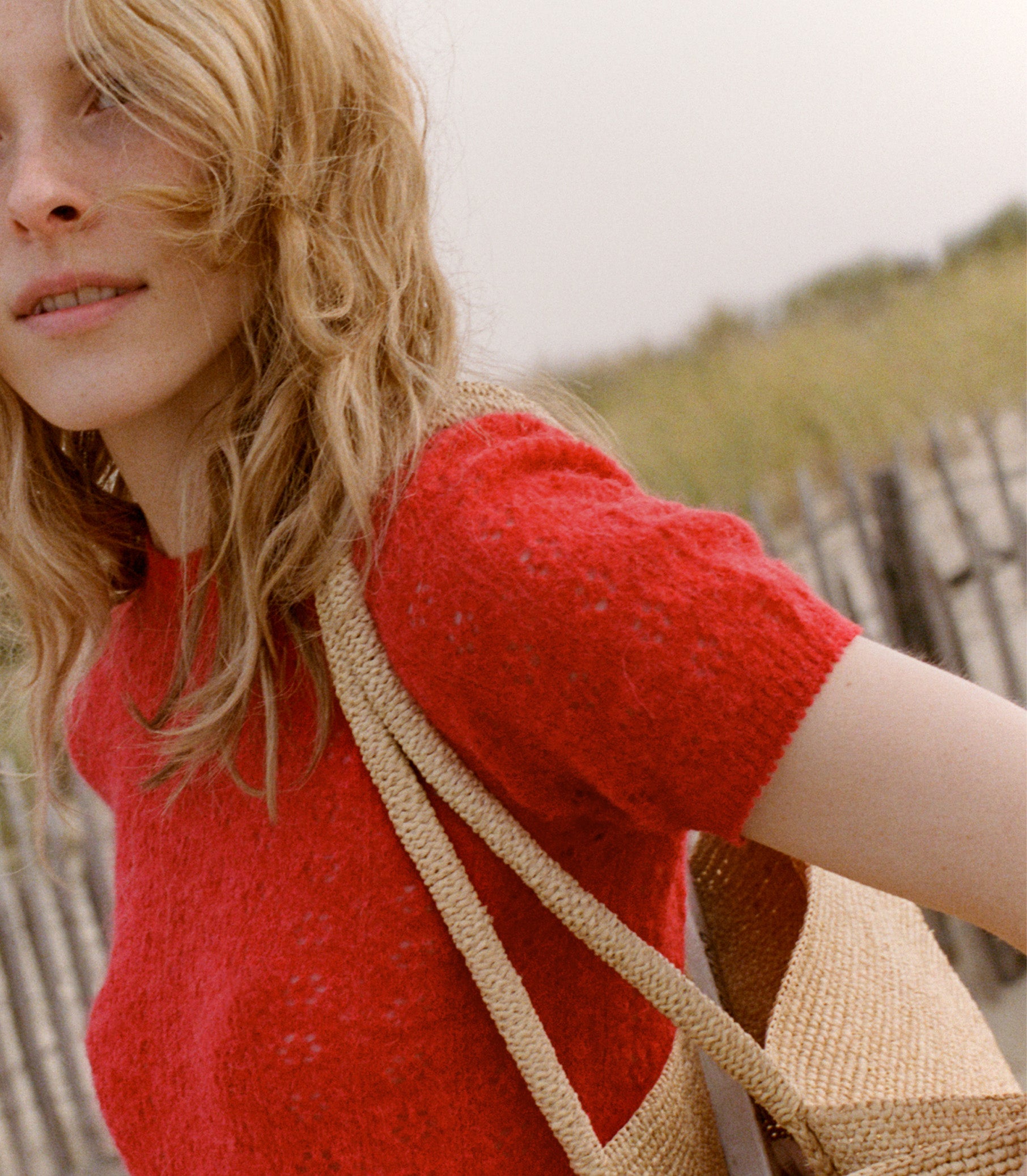 MONICA SWEATER -- CHERRY RED view 3