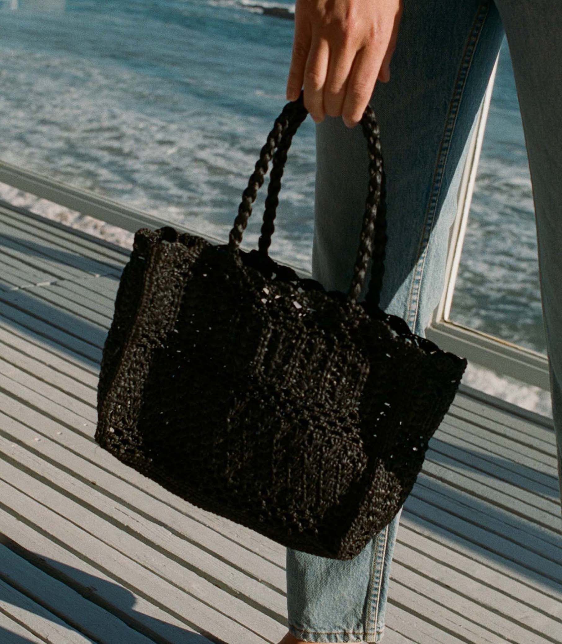ORLA BAG -- BLACK RAFFIA view 1