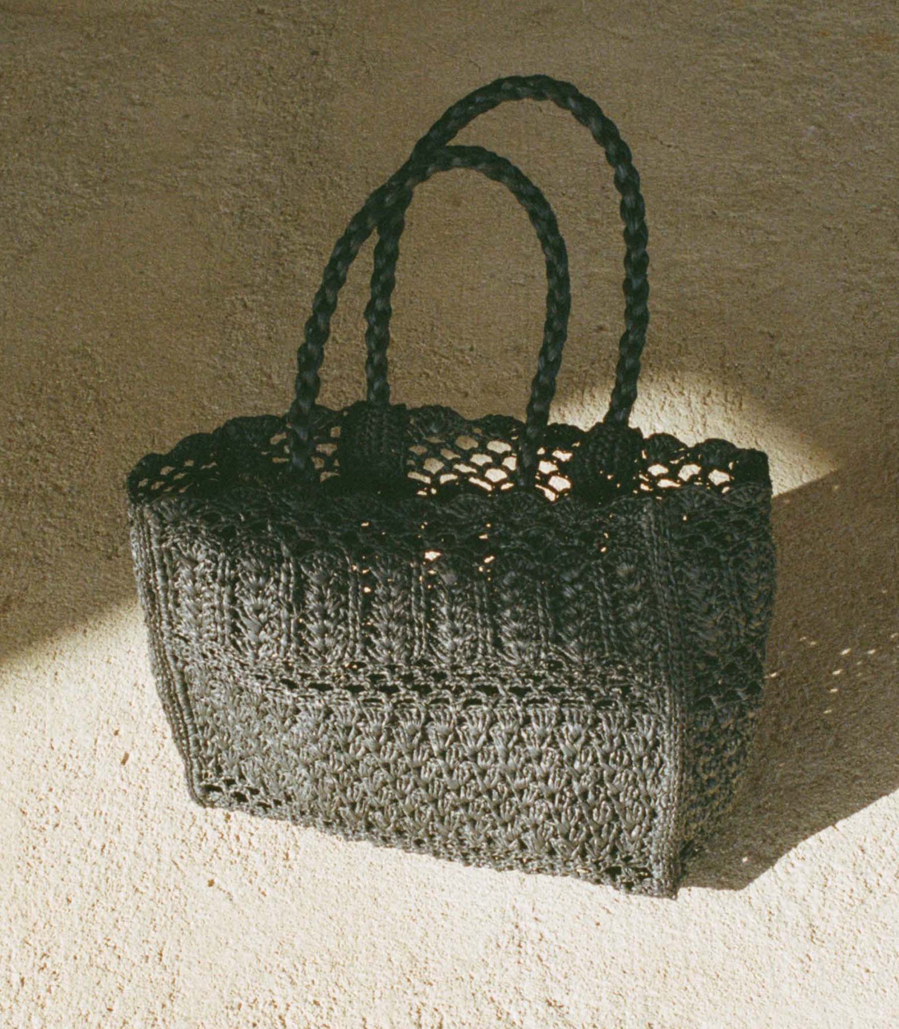 ORLA BAG -- BLACK RAFFIA view 3