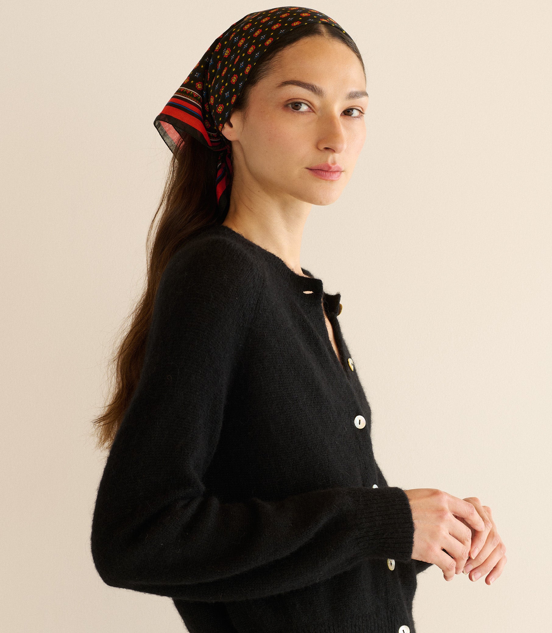 PETIT PENNY BANDANA -- NOIR MONTMARTRE FOULARD view 6