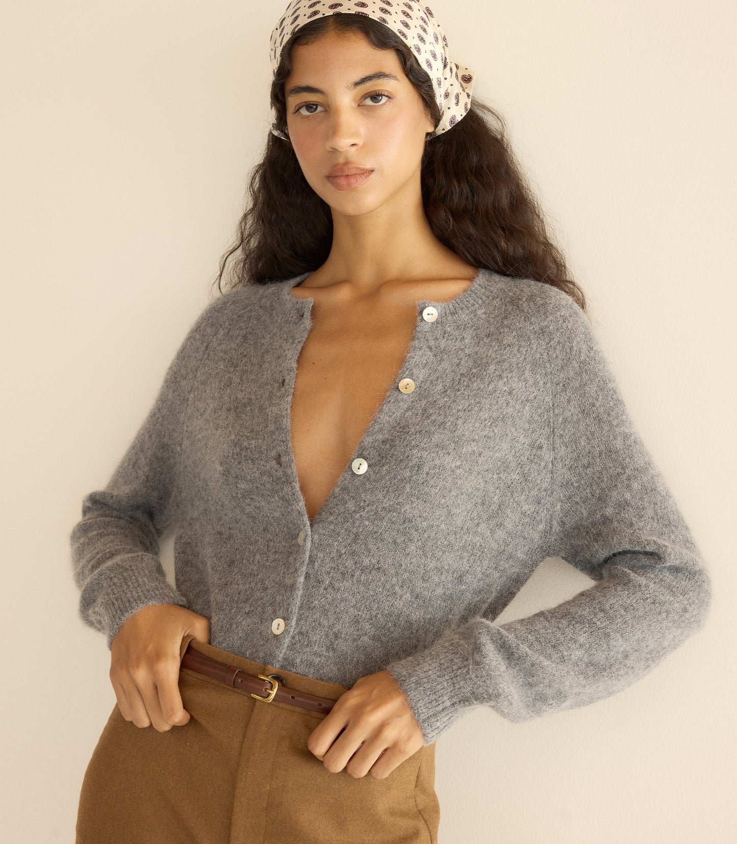 PETRA CARDIGAN -- DARK HEATHER GREY