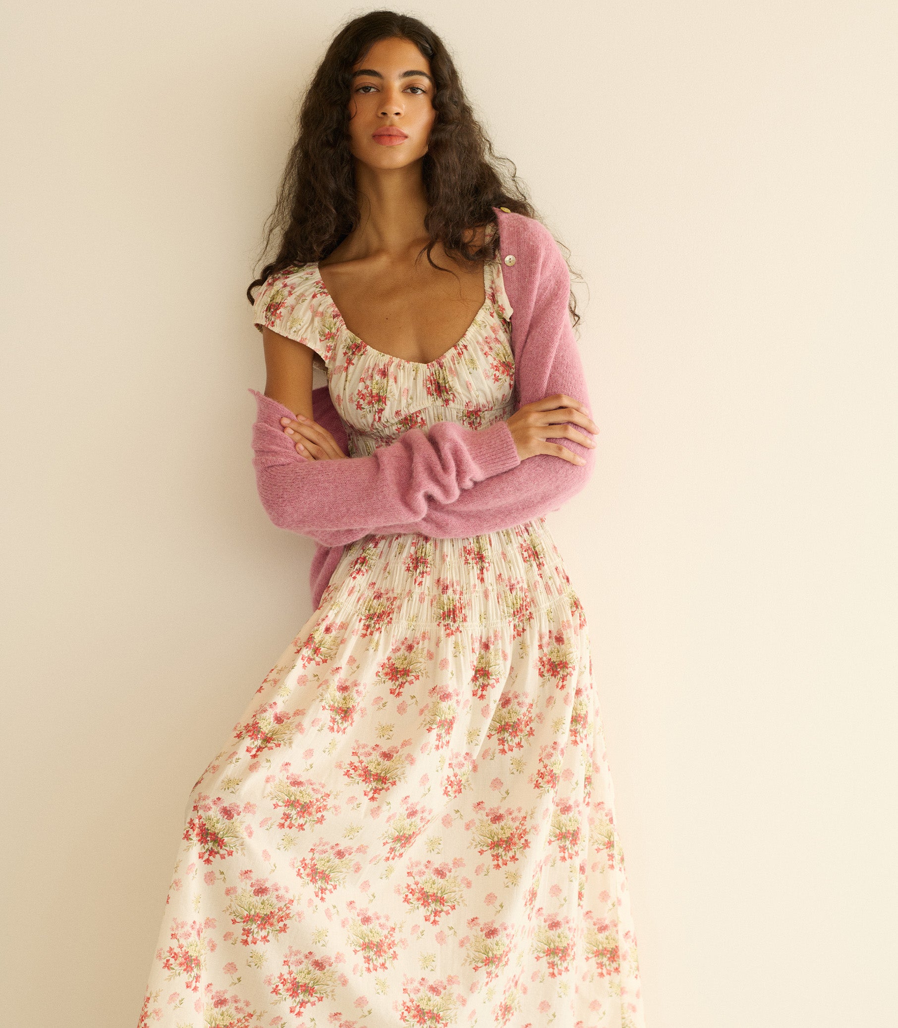 DEN Women's Quinette Floral Midi-Dress - Lantana Floral - Size XXS