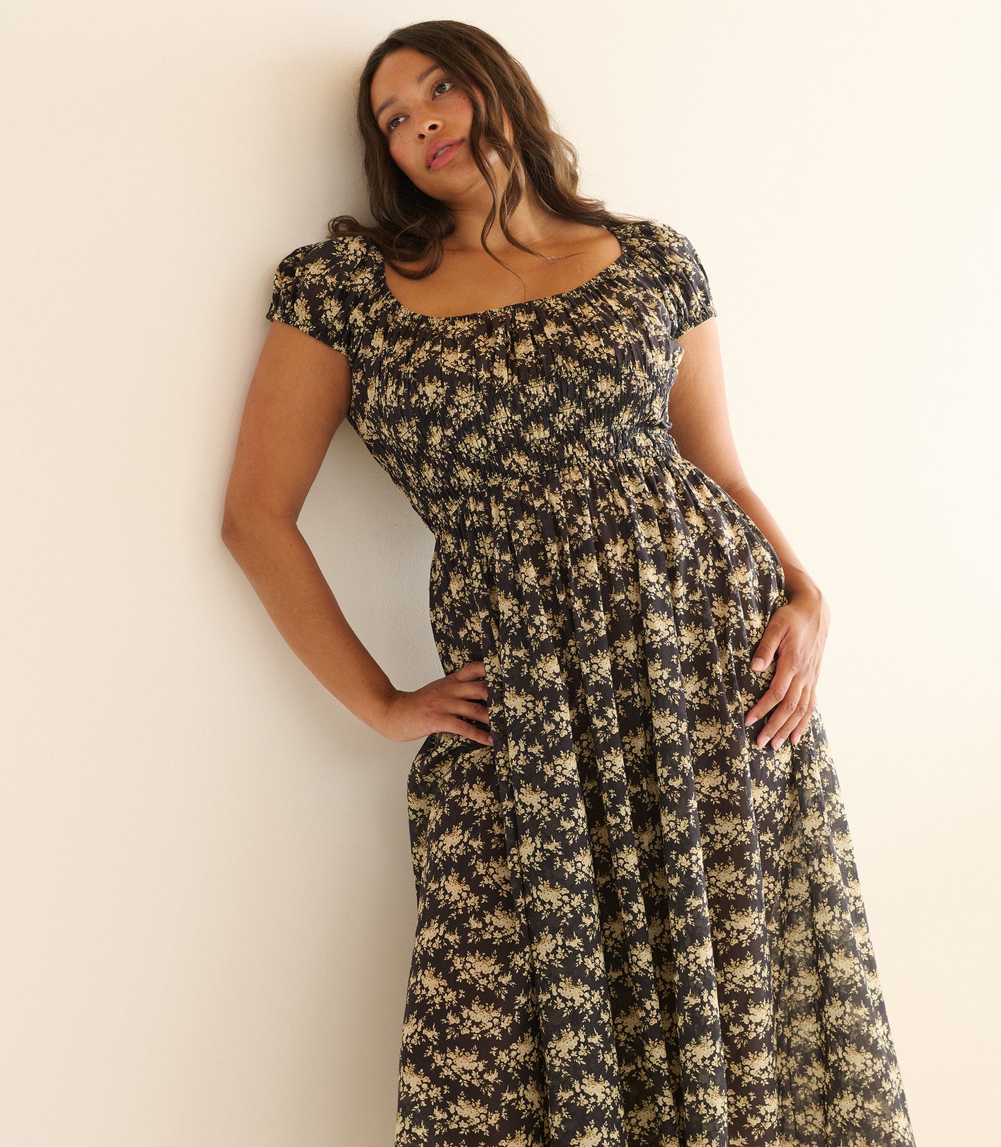 QUINLEY DRESS -- NOIR ROSIER FLORAL