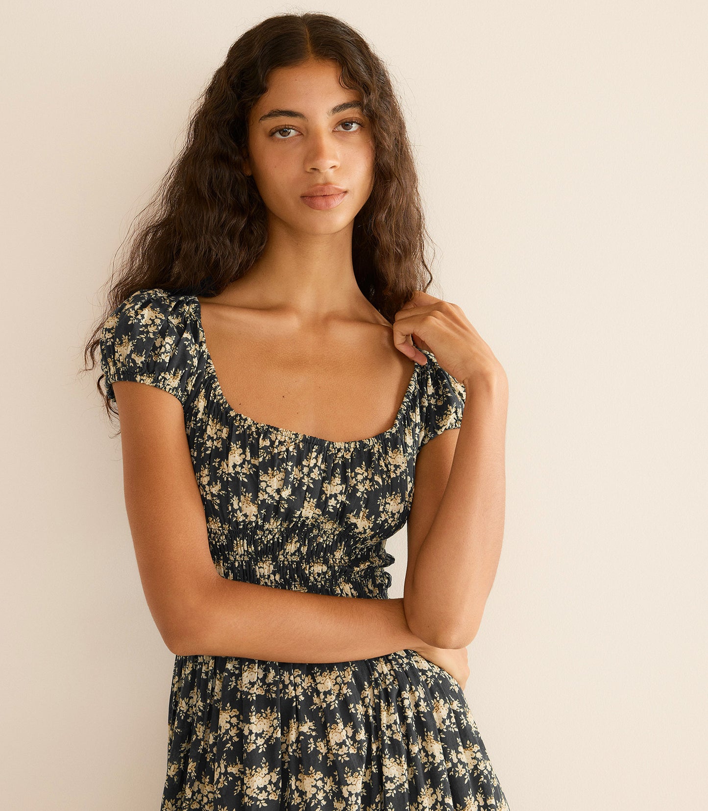 QUINLEY DRESS -- NOIR ROSIER FLORAL