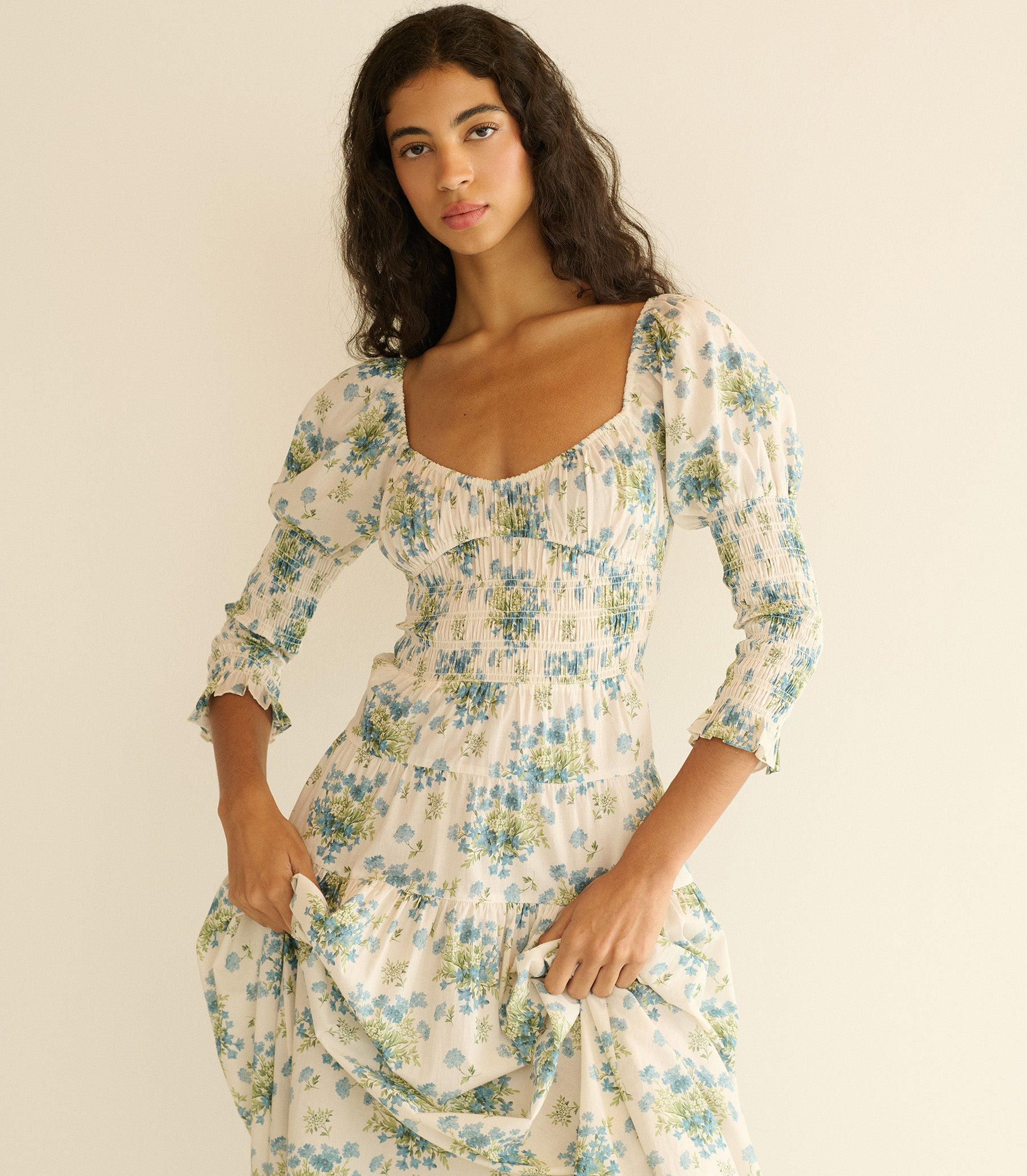 Seraphina Dress - Creme Lantana Floral | DEN Crme Lantana Floral / M Seraphina Dress - Creme Lantana Floral | DEN Crme Lantana Floral / M