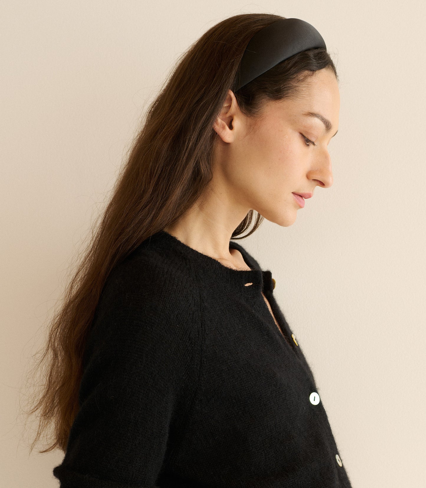 SESTRI HEADBAND -- BLACK SATIN