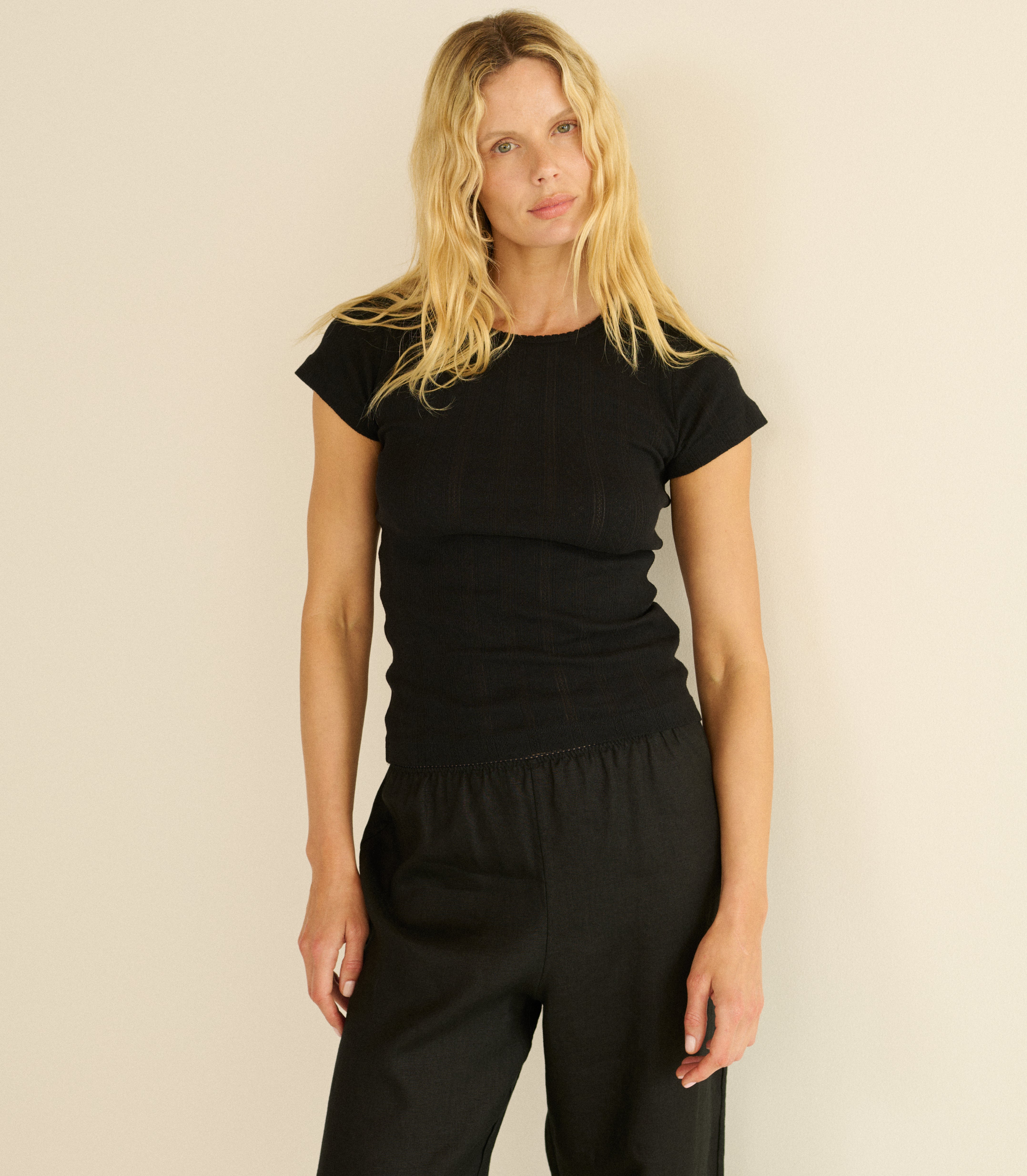 Vivi Tee - Black Quelle Jolie Pointelle | DÔEN