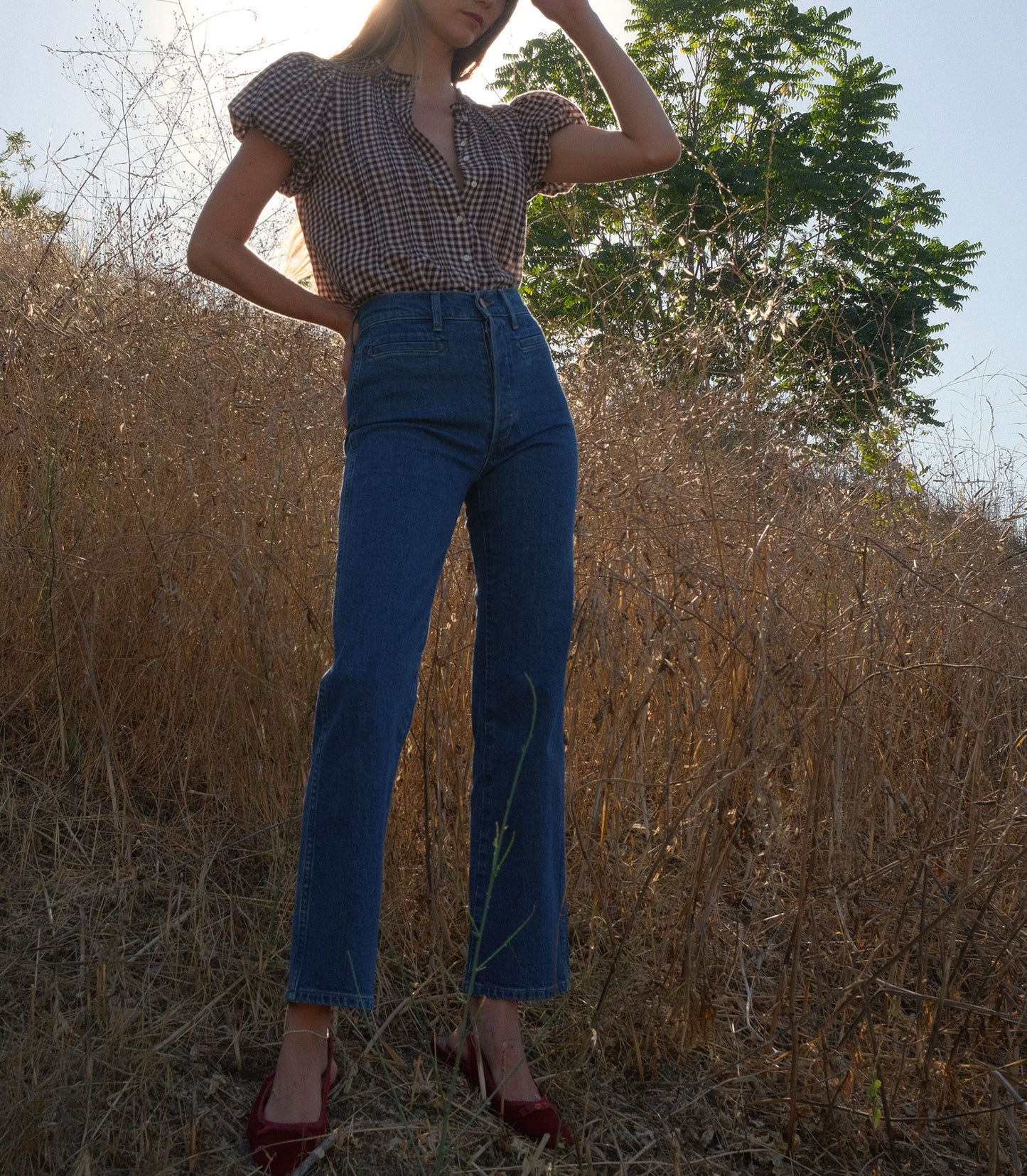 MILLIE TOP -- DELPHINE PLAID