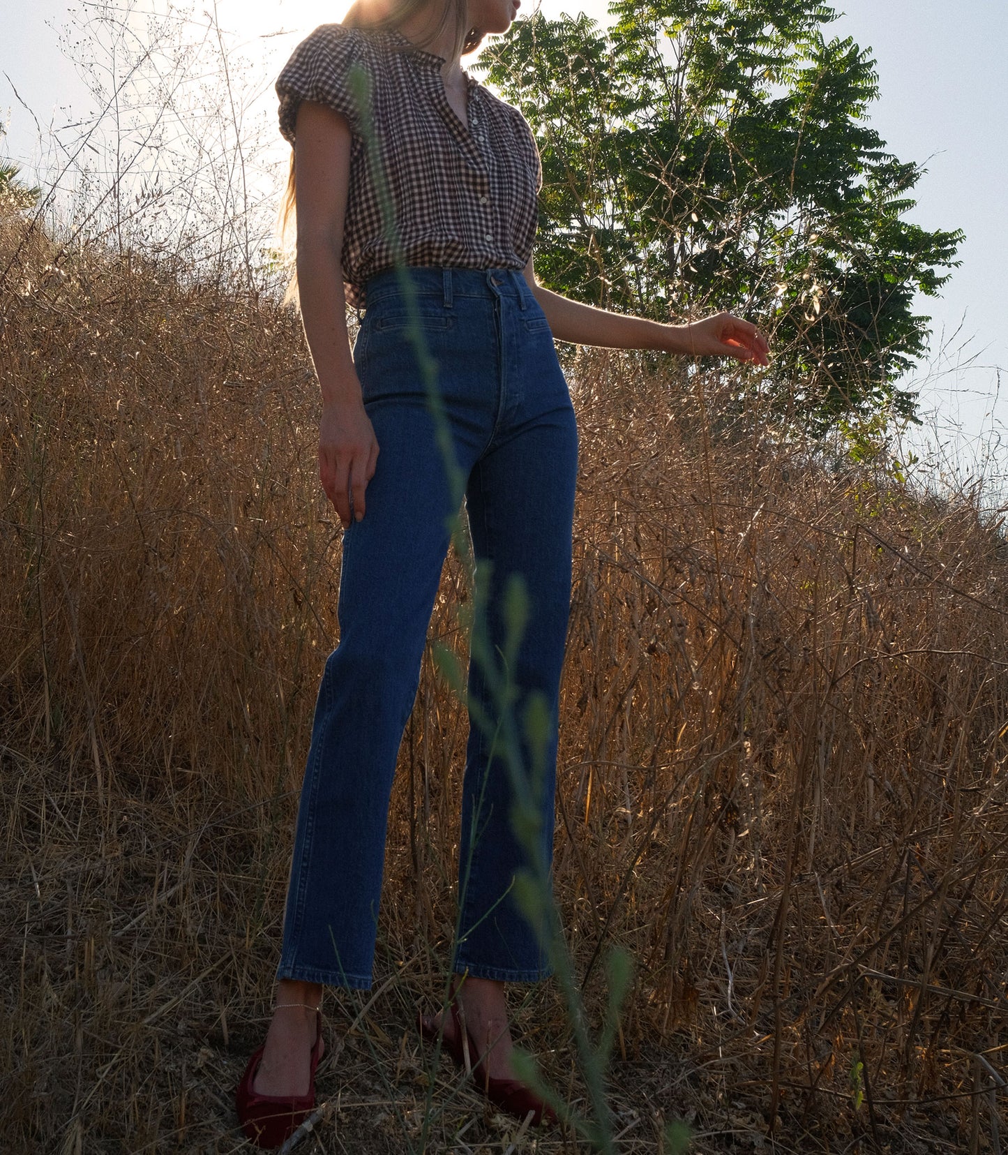 MILLIE TOP -- DELPHINE PLAID