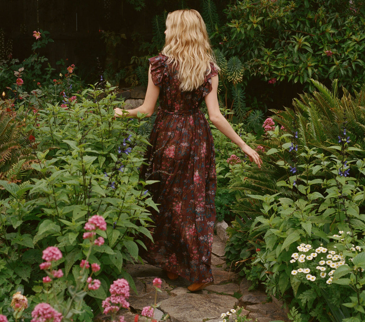 HMD -- CARNATION DRESS -- BORDEAUX WINTER FLORAL