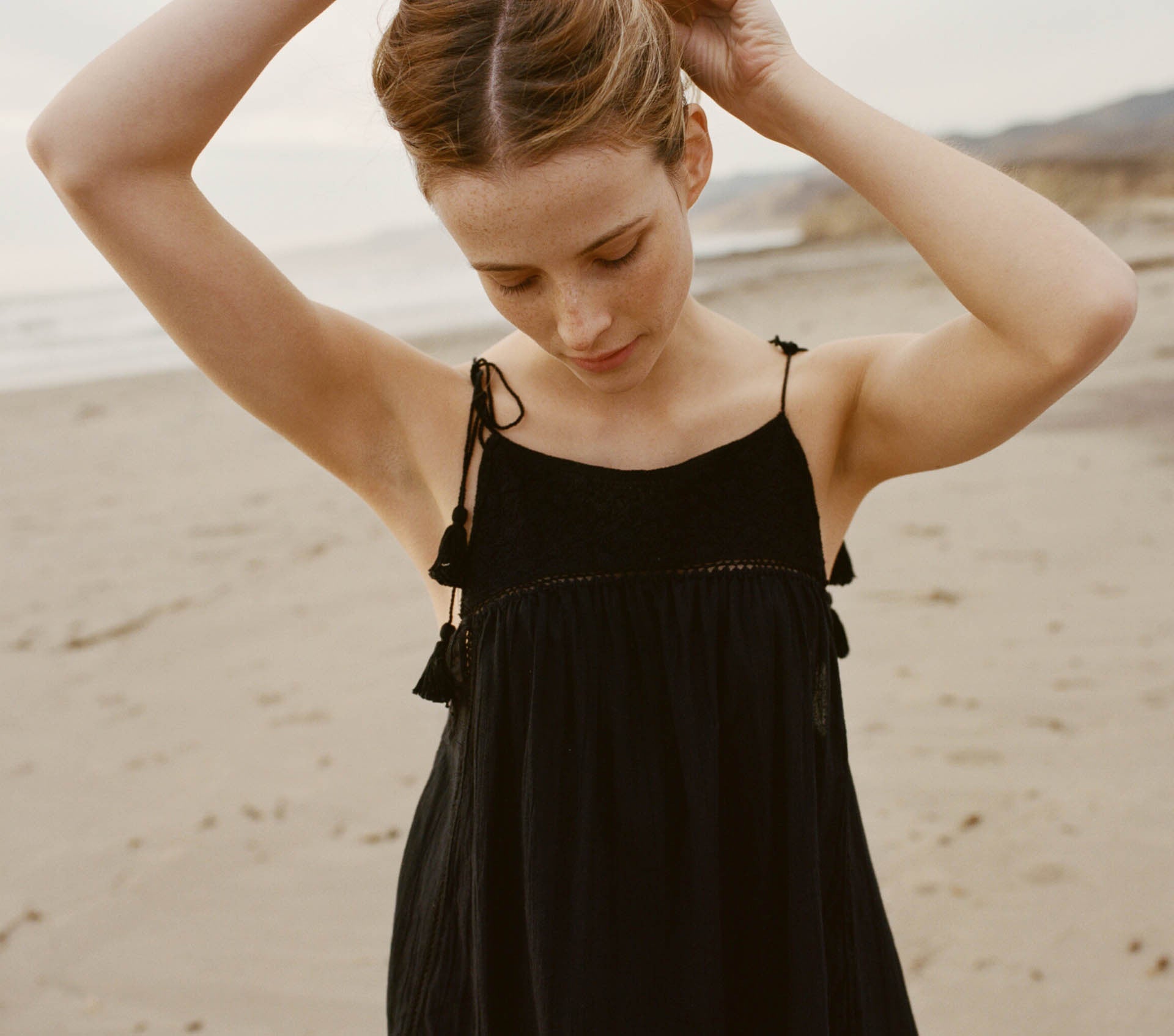 HMD -- YUCCA EMBROIDERED GAUZE TIE TOP -- Black view 2
