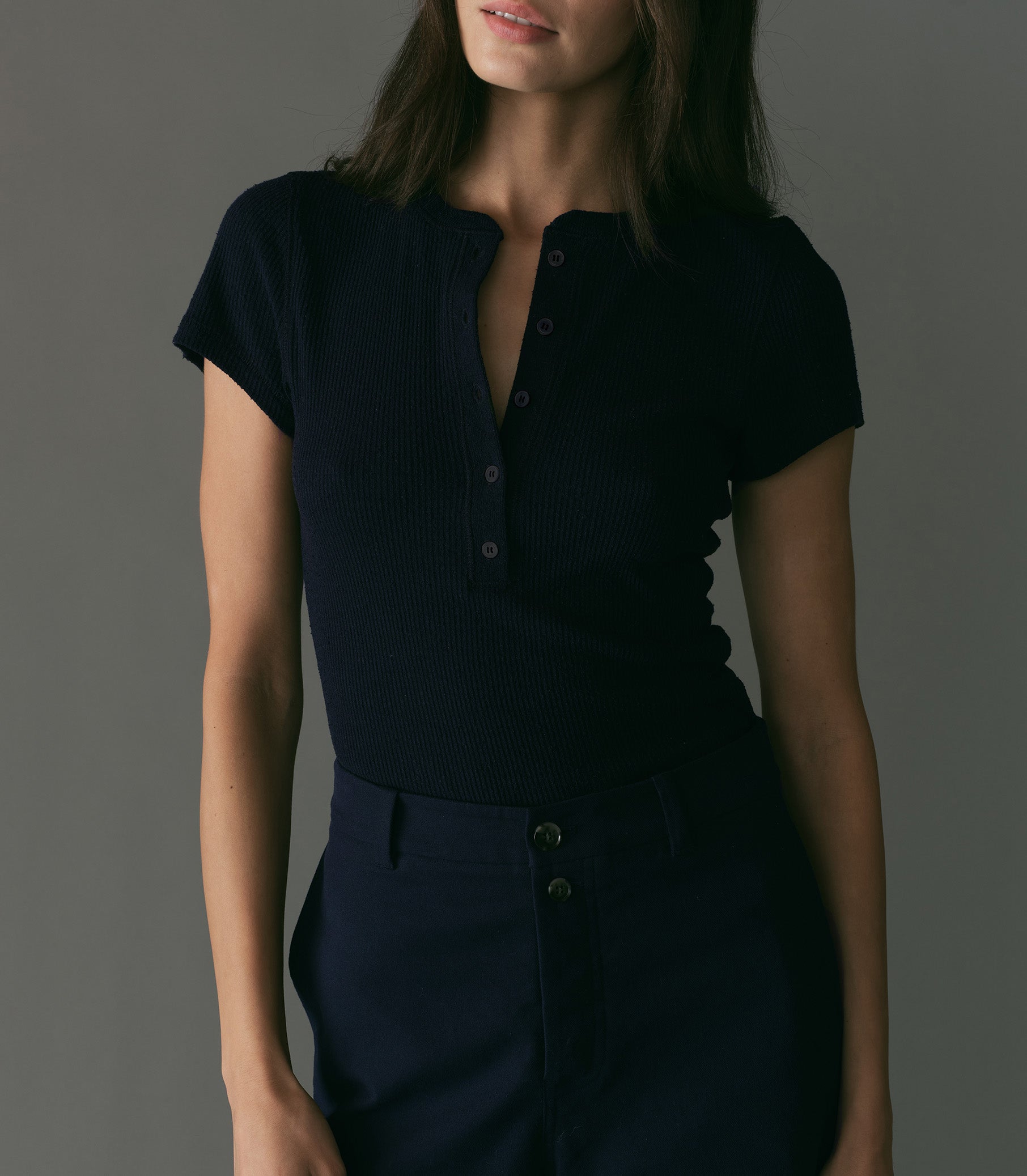 HMD -- VIENNE SILK TEE -- NAVY view 1
