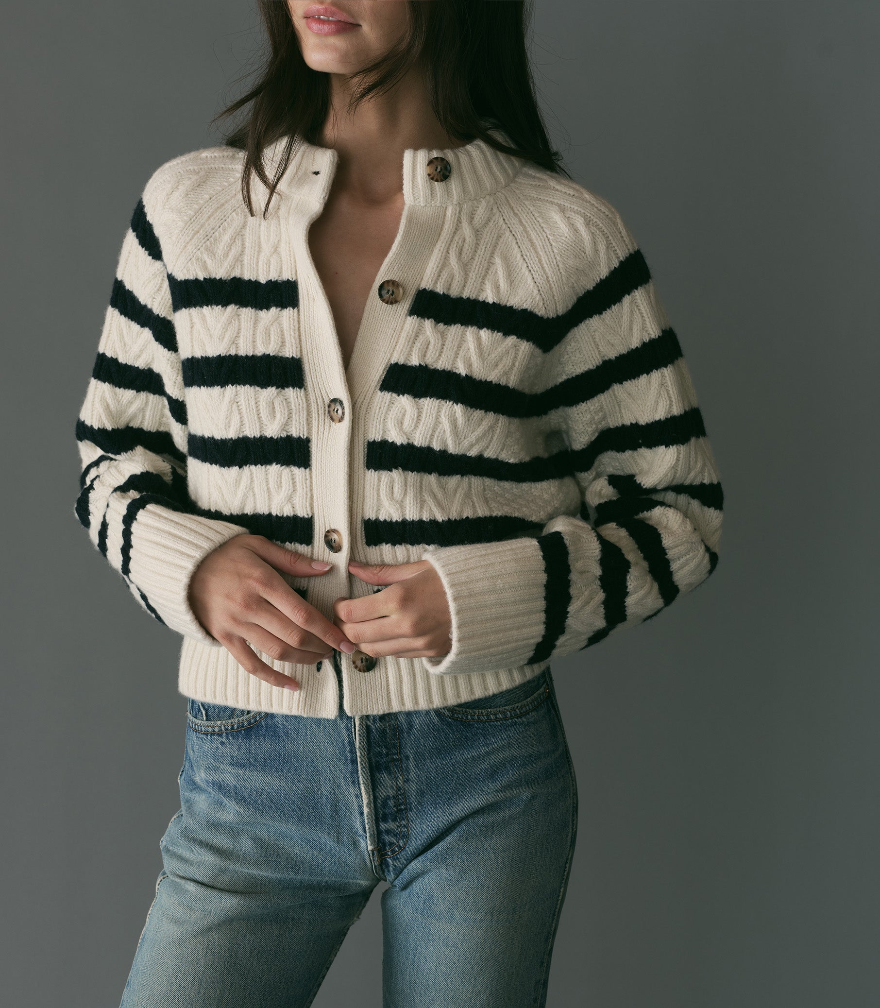 HMD -- RITA CARDIGAN -- CALAIS STRIPE view 3
