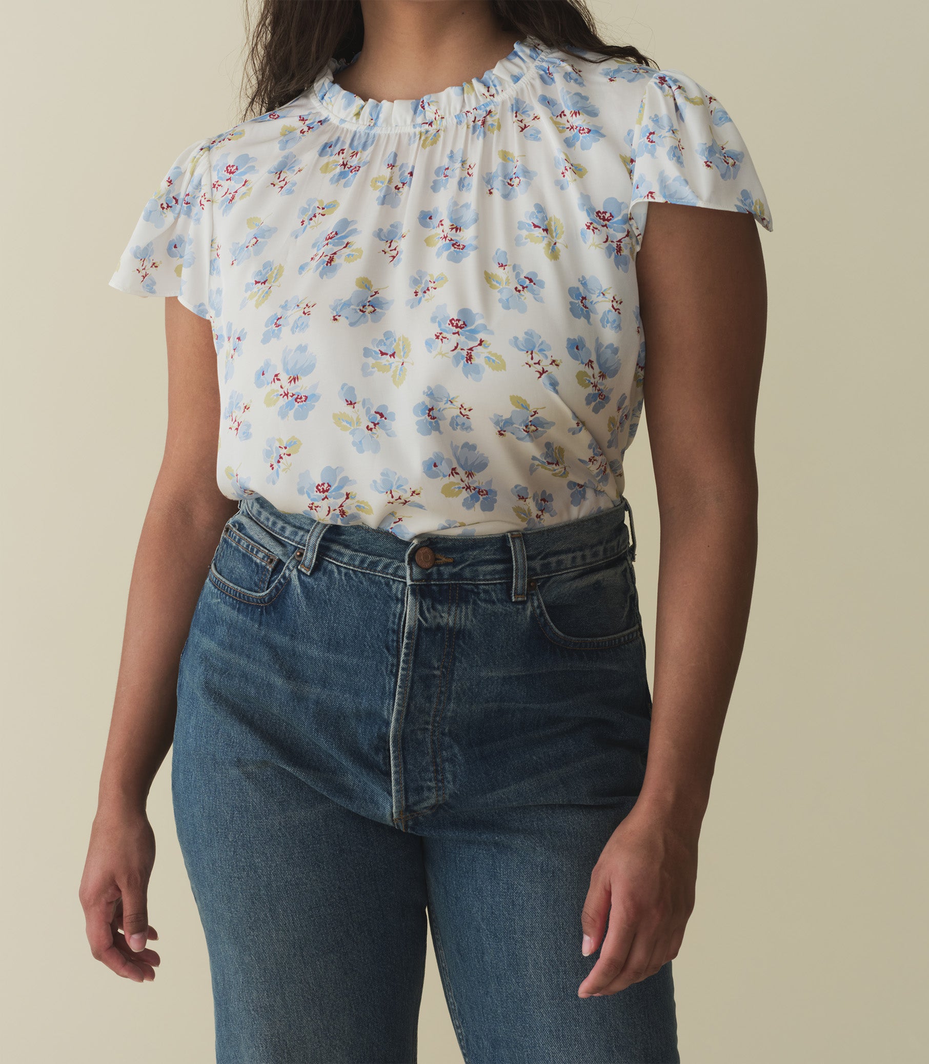 YVIE TOP -- BLEU FROLICKING FLORAL view 4