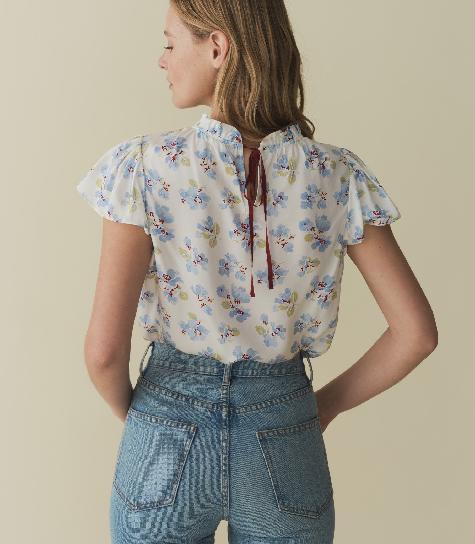 YVIE TOP -- BLEU FROLICKING FLORAL view 3