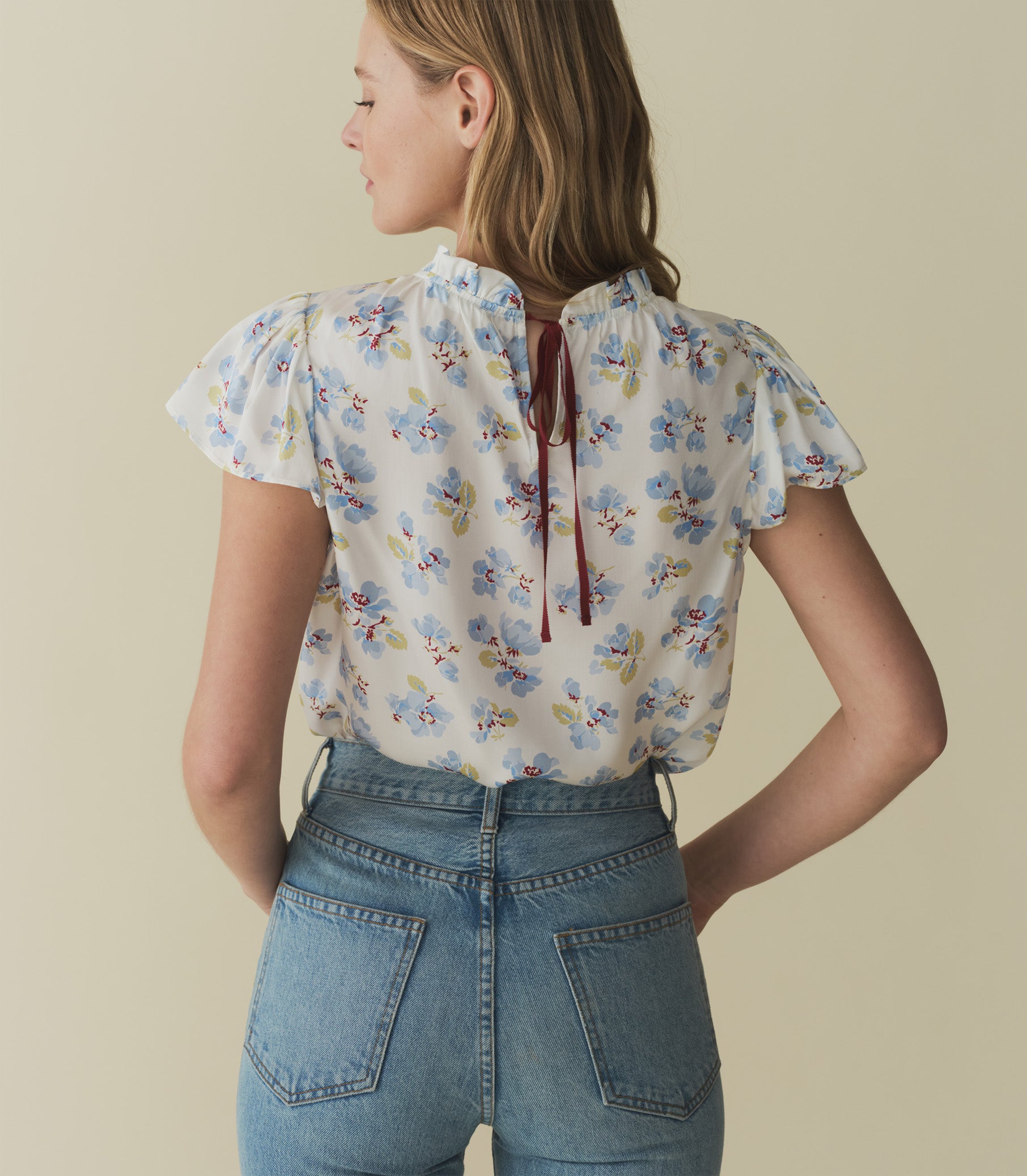 YVIE TOP -- BLEU FROLICKING FLORAL view 2