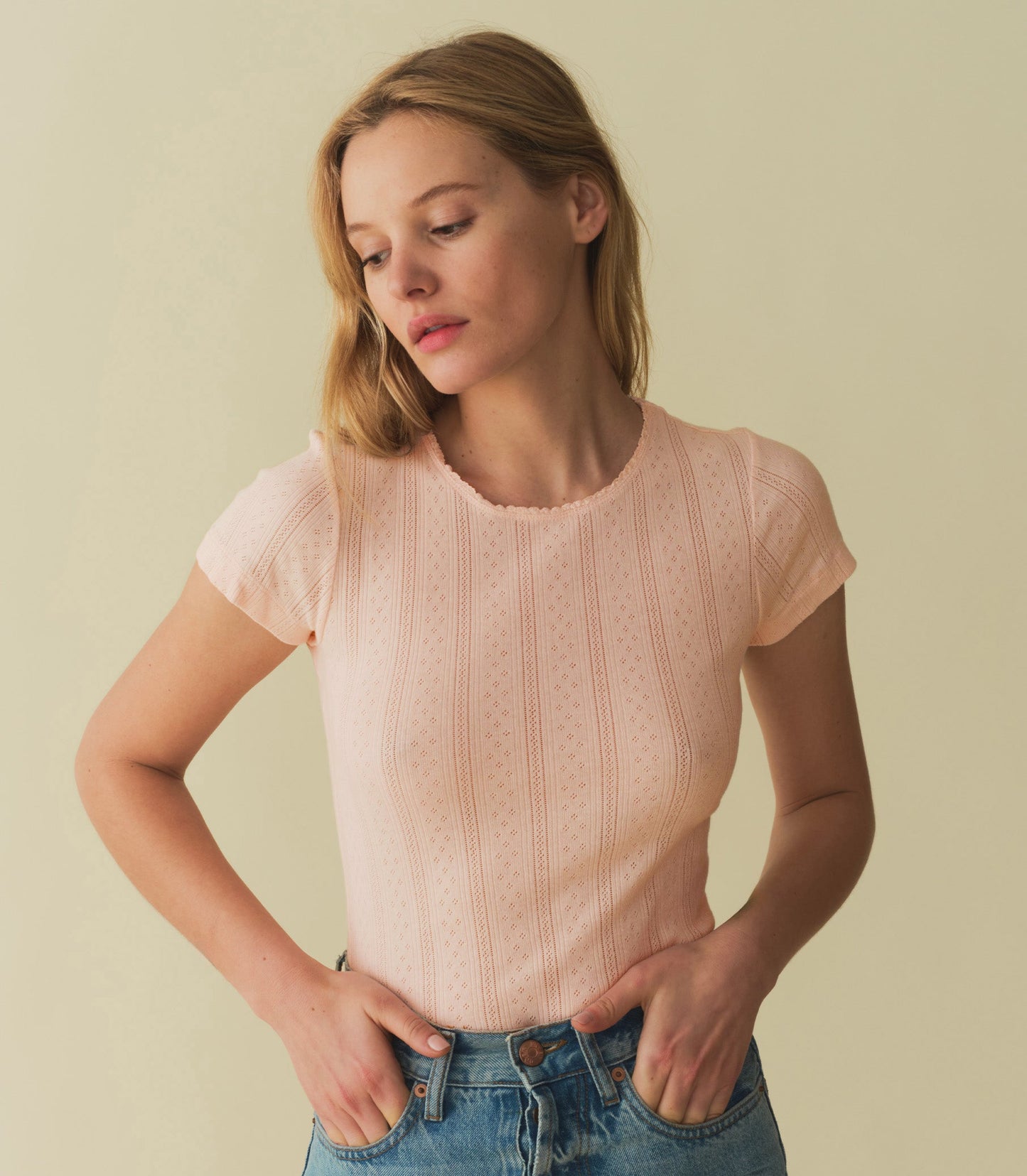 HMD -- VIVI TEE -- PETUNIA PINK QUELLE JOLIE POINTELLE