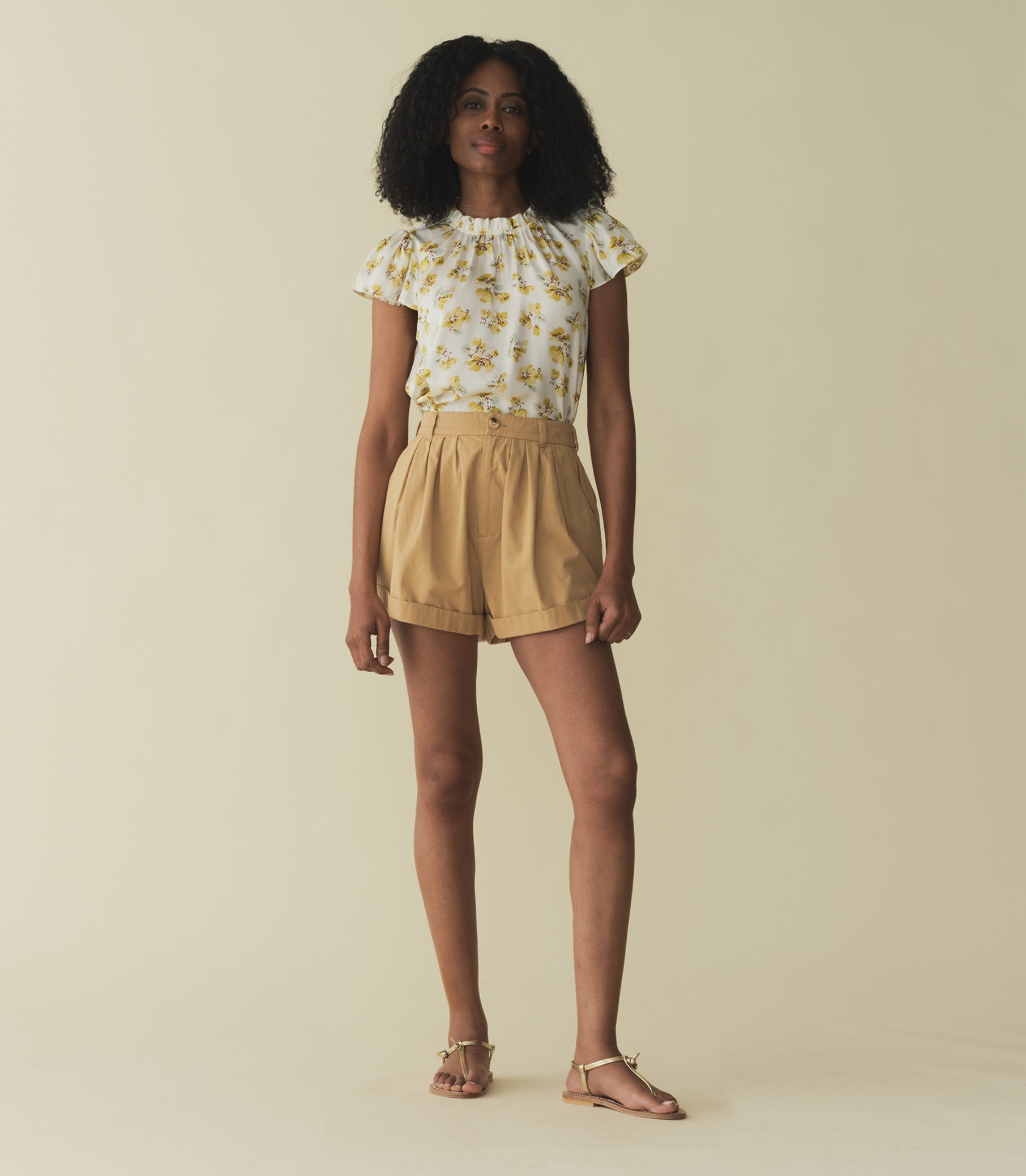 HMD -- YVIE TOP -- GOLD FROLICKING FLORAL view 4
