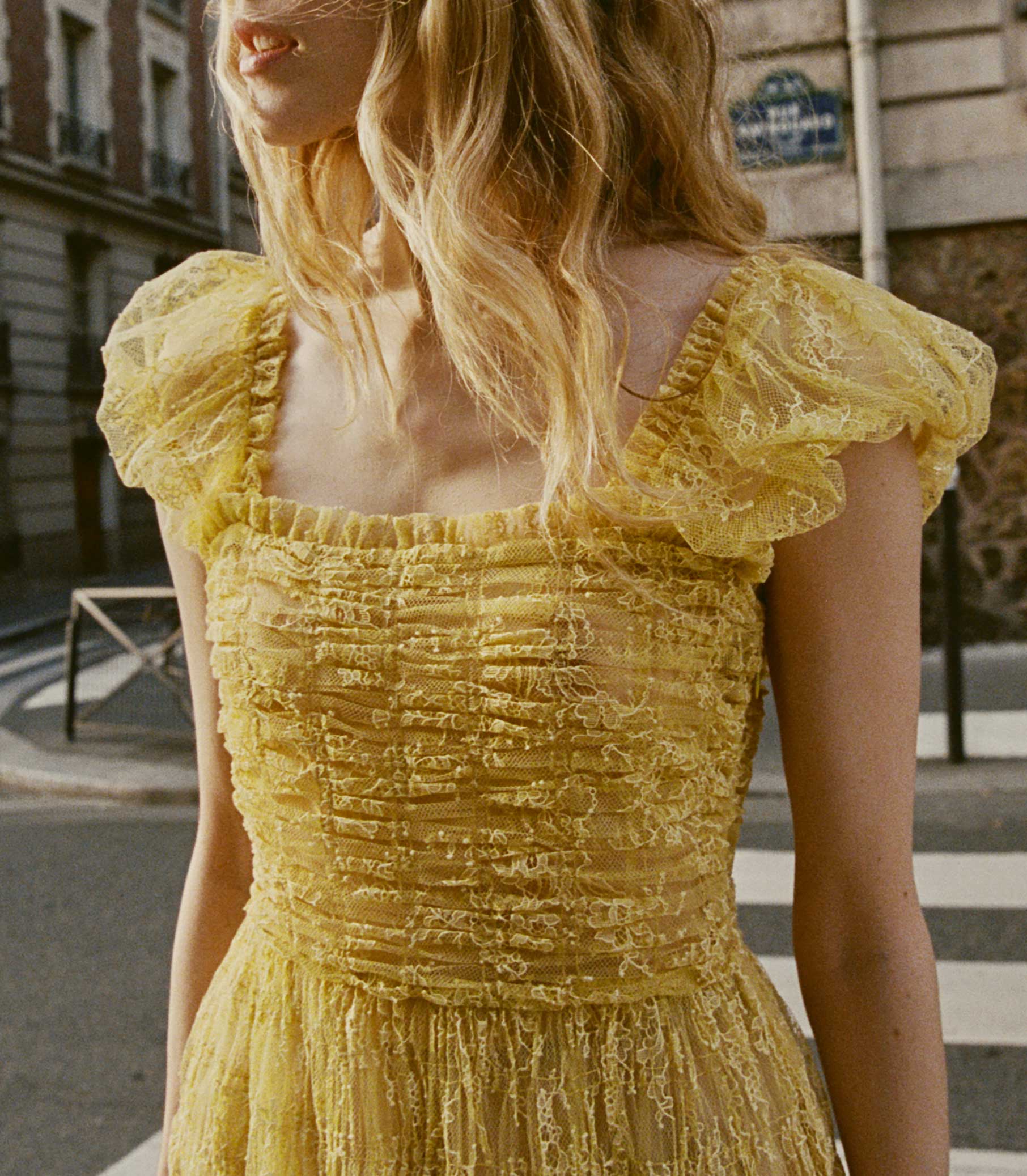 HMD -- PAMELINA DRESS -- DAFFODIL YELLOW LACE view 2
