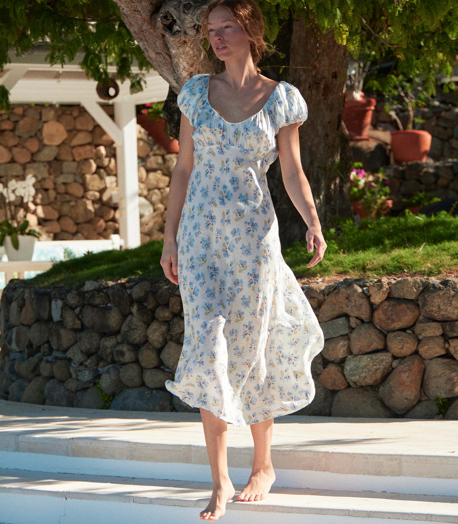 DEN | Florencia Floral-Print silk-blend Midi Dress DEN | Florencia Floral-Print silk-blend Midi Dress