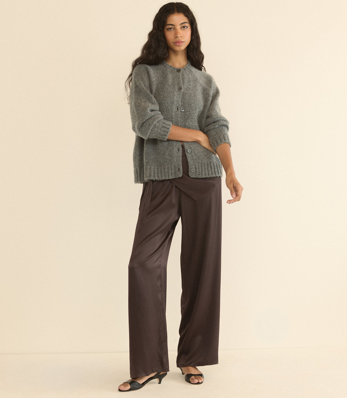 ADLEY CARDIGAN -- CHARCOAL MELANGE view 4
