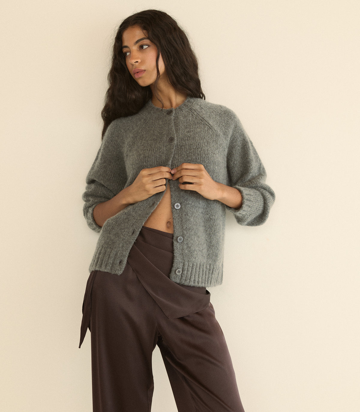 ADLEY CARDIGAN -- CHARCOAL MELANGE view 6
