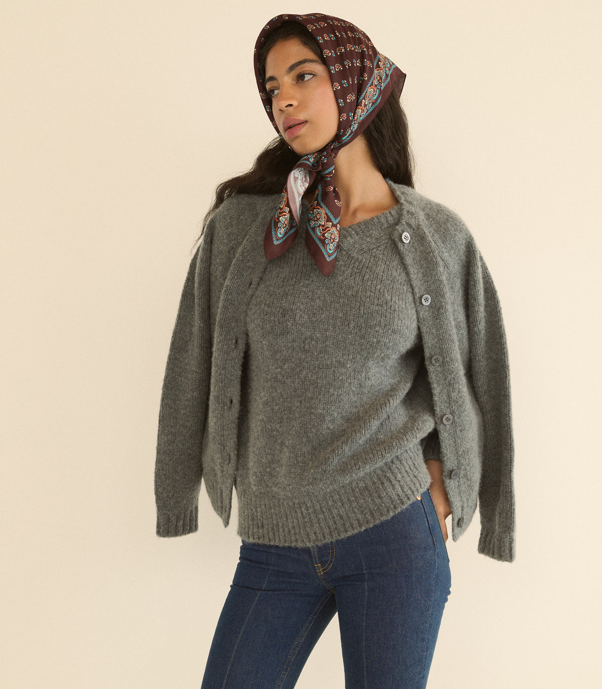 ADLEY CARDIGAN -- CHARCOAL MELANGE