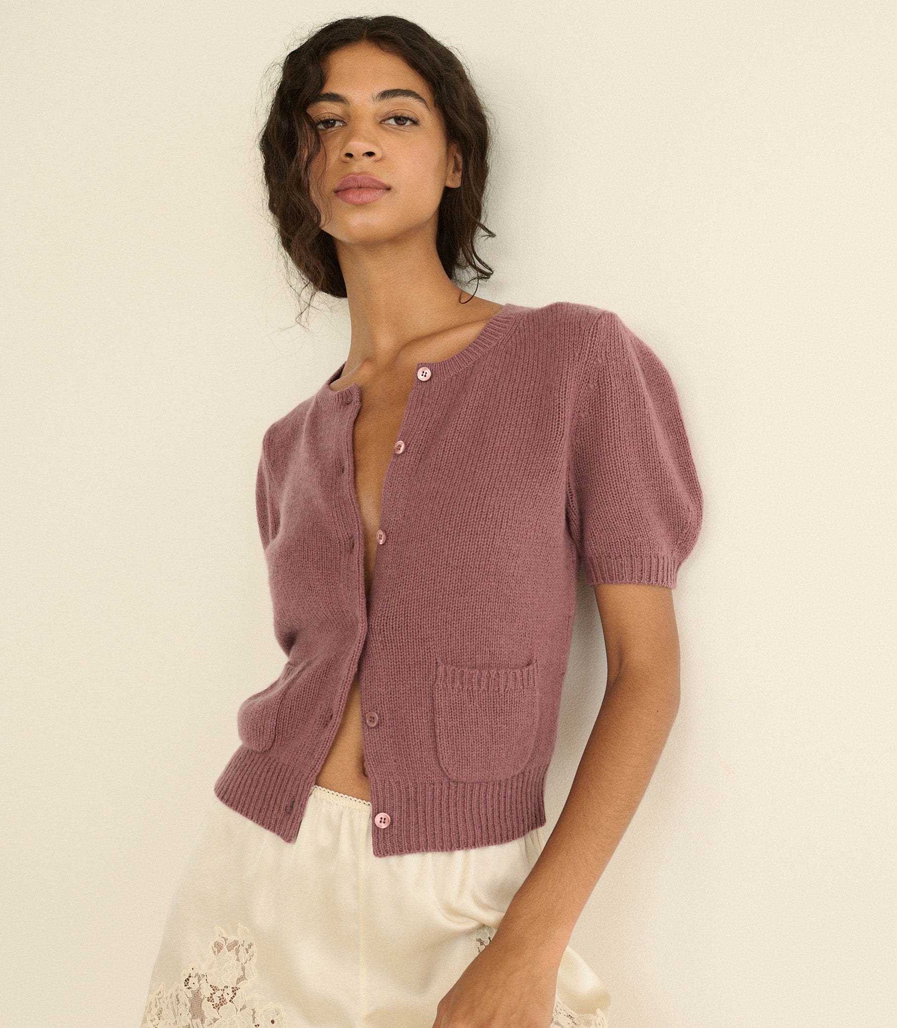 Alesia Cashmere Cardigan - Rose Mauve | DÔEN